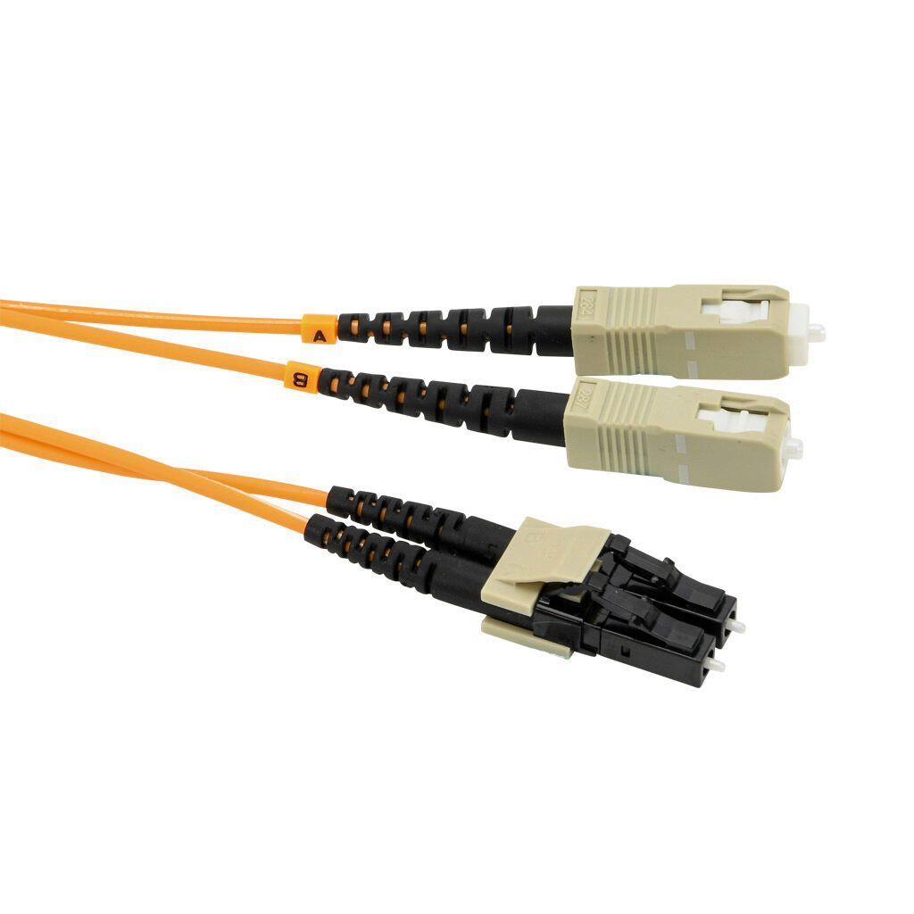 AchieVe OM1 multi-mode fiber optic Ethernet patch cable, SC duplex to LC duplex, 3.2ft/1m cable length, orange. For use with 10/100/1000 Mbps networks.-FOM-OM1-SCLC-001