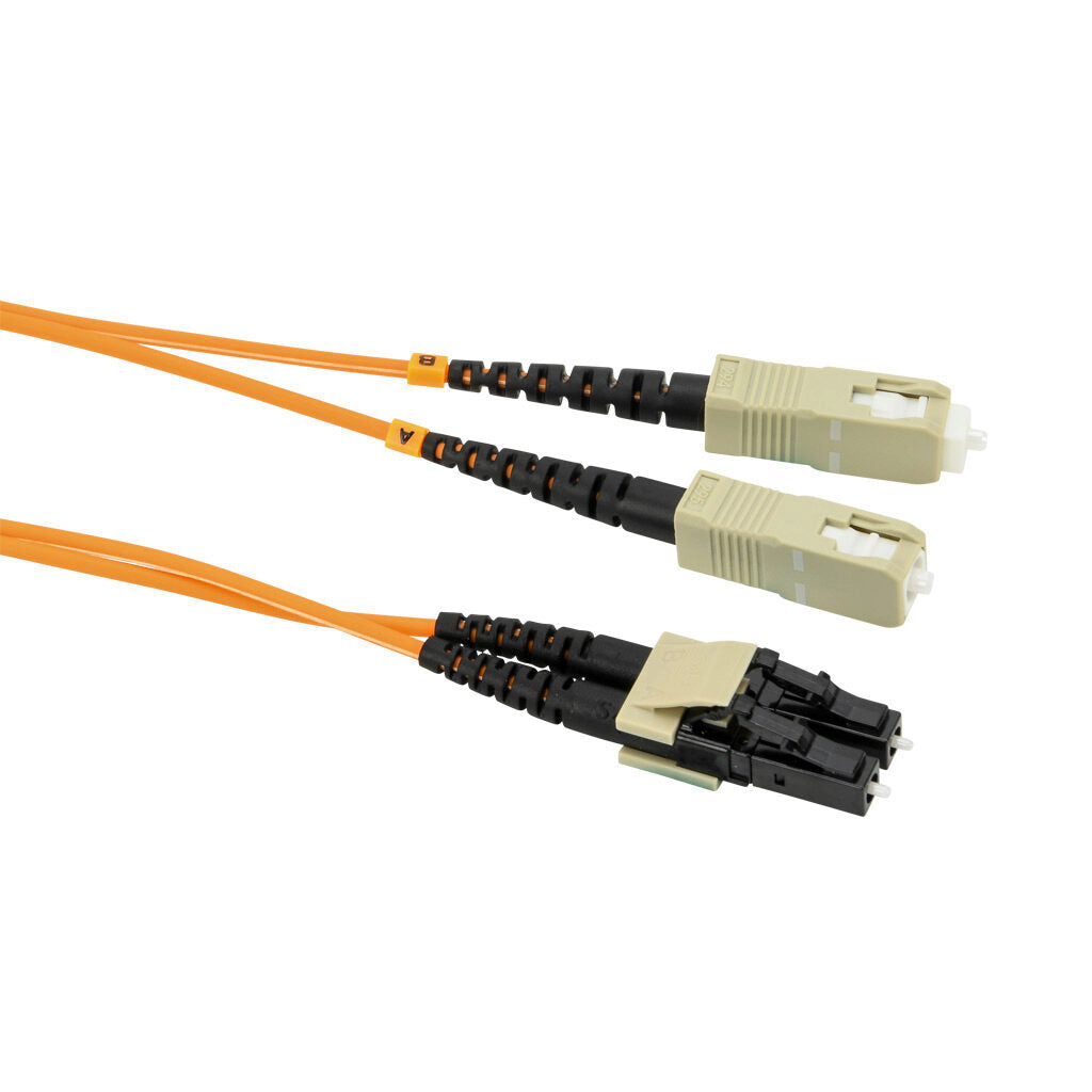 AchieVe OM1 multi-mode fiber optic Ethernet patch cable, SC duplex to LC duplex, 16.4ft/5m cable length, orange. For use with 10/100/1000 Mbps networks.-FOM-OM1-SCLC-005