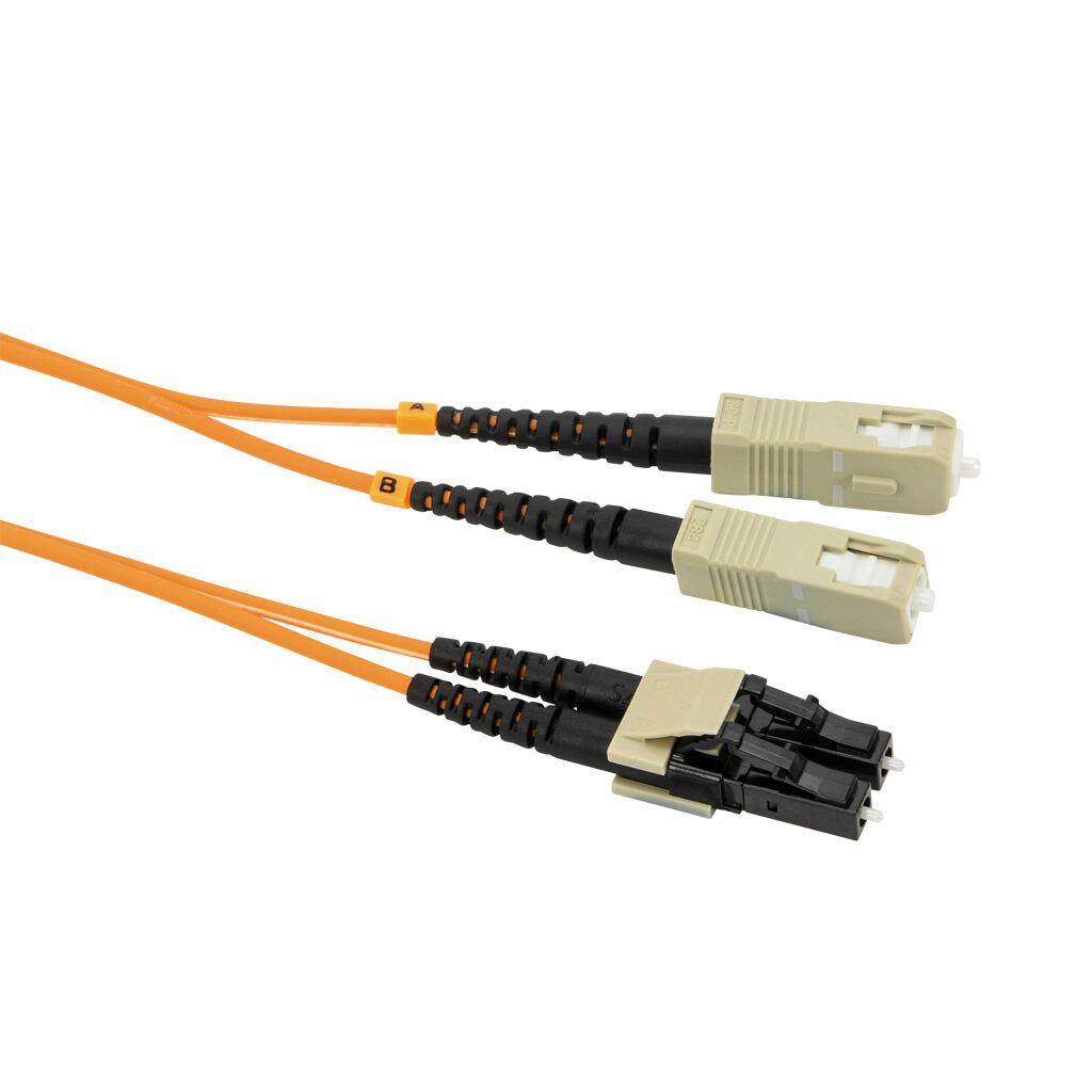 AchieVe OM1 multi-mode fiber optic Ethernet patch cable, SC duplex to LC duplex, 32.8ft/10m cable length, orange. For use with 10/100/1000 Mbps networks.-FOM-OM1-SCLC-010