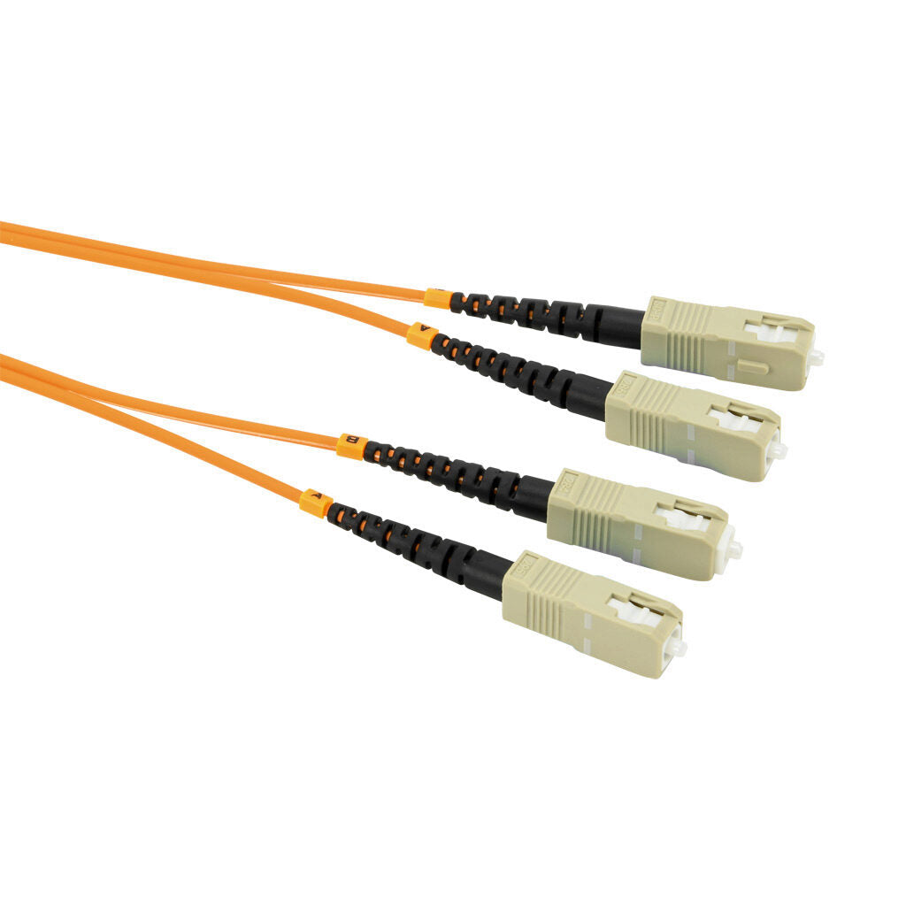 AchieVe OM1 multi-mode fiber optic Ethernet patch cable, SC duplex to SC duplex, 3.2ft/1m cable length, orange. For use with 10/100/1000 Mbps networks.-FOM-OM1-SCSC-001