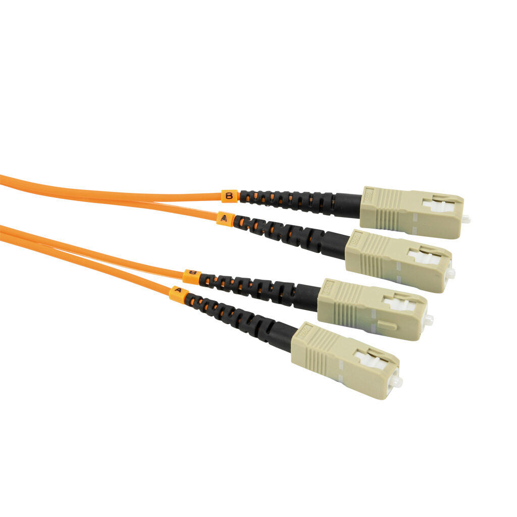 AchieVe OM1 multi-mode fiber optic Ethernet patch cable, SC duplex to SC duplex, 9.8ft/3m cable length, orange. For use with 10/100/1000 Mbps networks.-FOM-OM1-SCSC-003