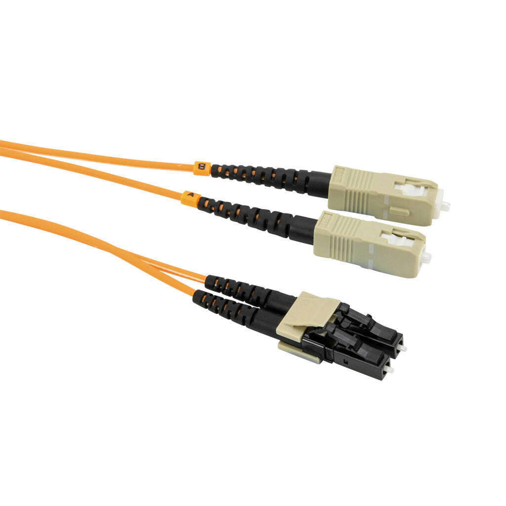 AchieVe OM2 multi-mode fiber optic Ethernet patch cable, SC duplex to LC duplex, 16.4ft/5m cable length, orange. For use with 1/10 Gbps networks.-FOM-OM2-SCLC-005