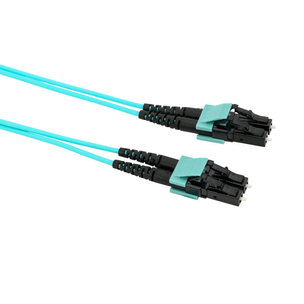 AchieVe OM3 multi-mode fiber optic Ethernet patch cable, LC duplex to LC duplex, 16.4ft/5m cable length, aqua. For use with 1/10 Gbps networks.-FOM-OM3-LCLC-005