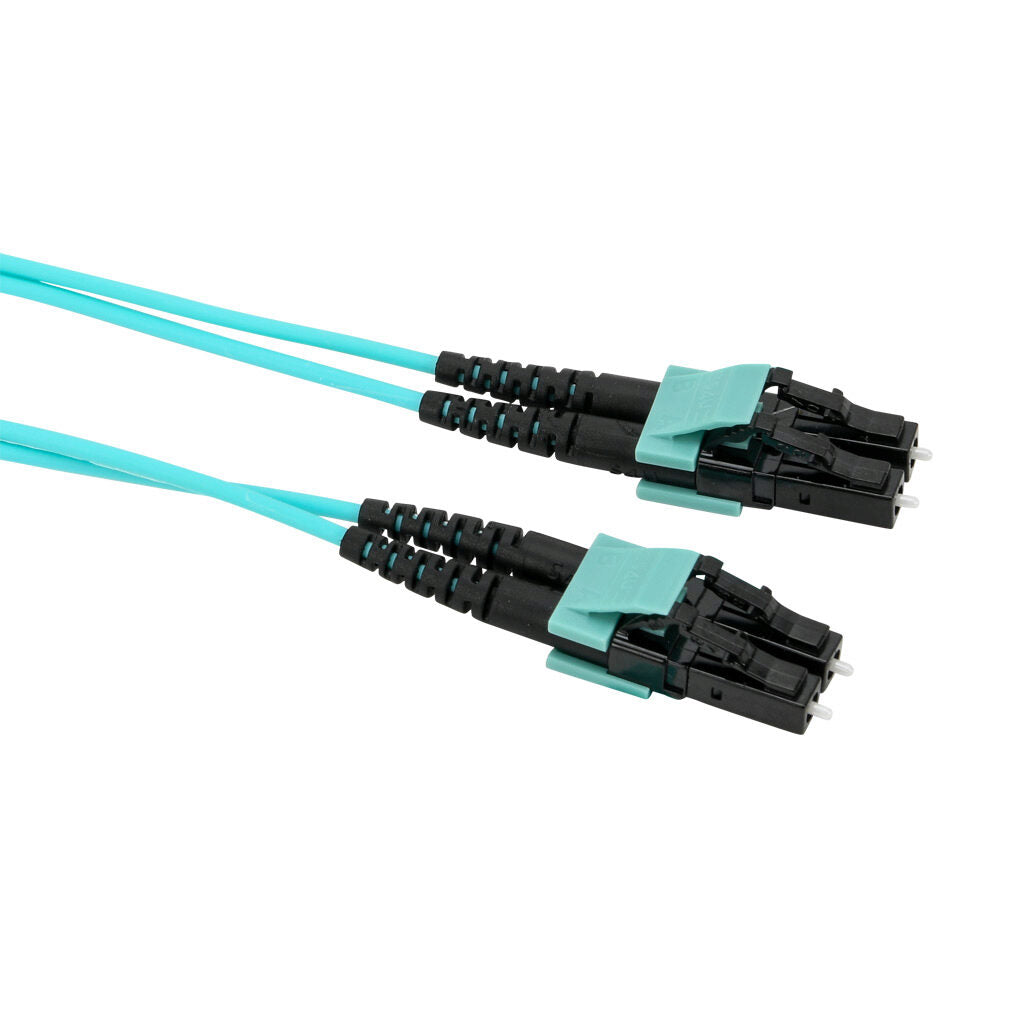 AchieVe OM3 multi-mode fiber optic Ethernet patch cable, LC duplex to LC duplex, 32.8ft/10m cable length, aqua. For use with 1/10 Gbps networks.-FOM-OM3-LCLC-010