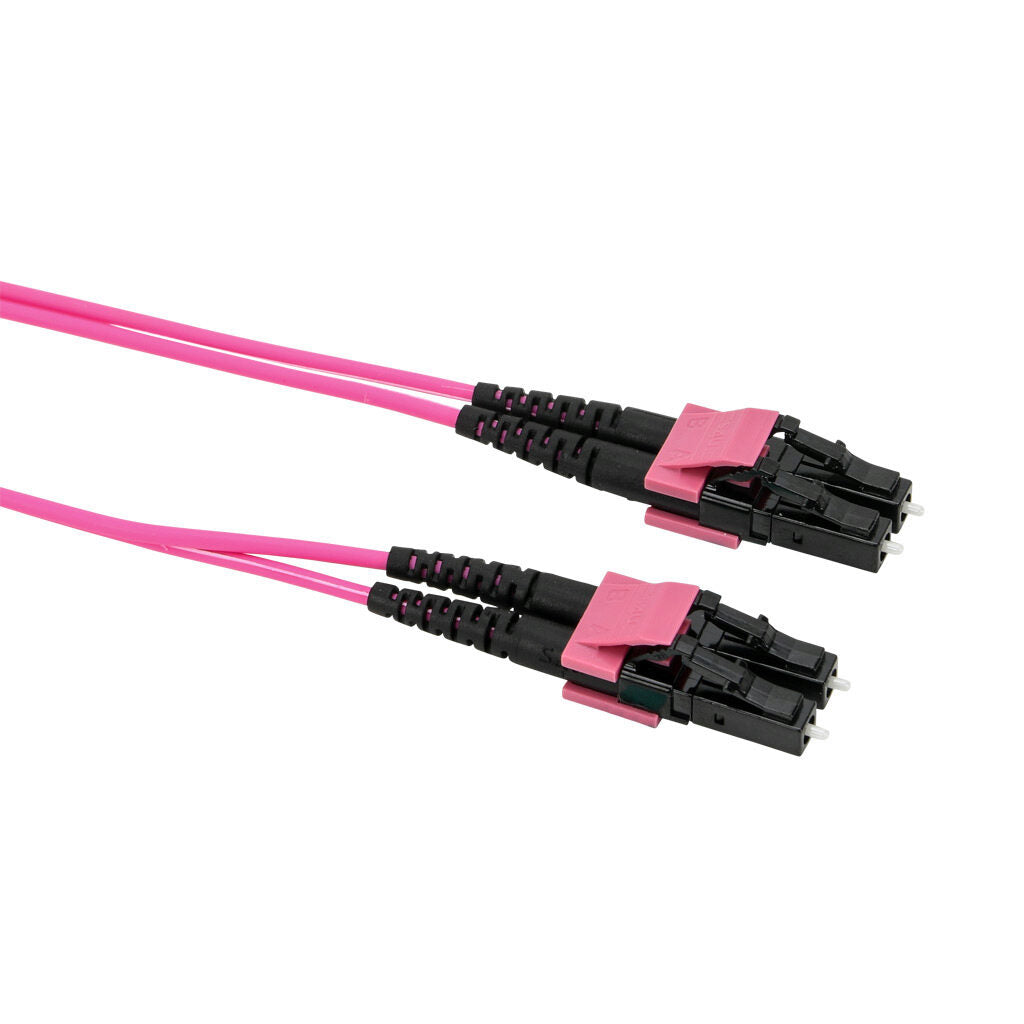 AchieVe OM4 multi-mode fiber optic Ethernet patch cable, LC duplex to LC duplex, 3.2ft/1m cable length, violet. For use with 1/10 Gbps networks.-FOM-OM4-LCLC-001