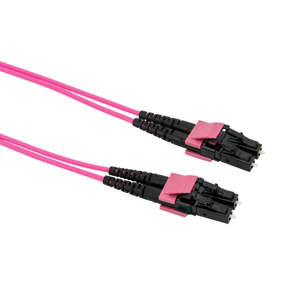 AchieVe OM4 multi-mode fiber optic Ethernet patch cable, LC duplex to LC duplex, 9.8ft/3m cable length, violet. For use with 1/10 Gbps networks.-FOM-OM4-LCLC-003