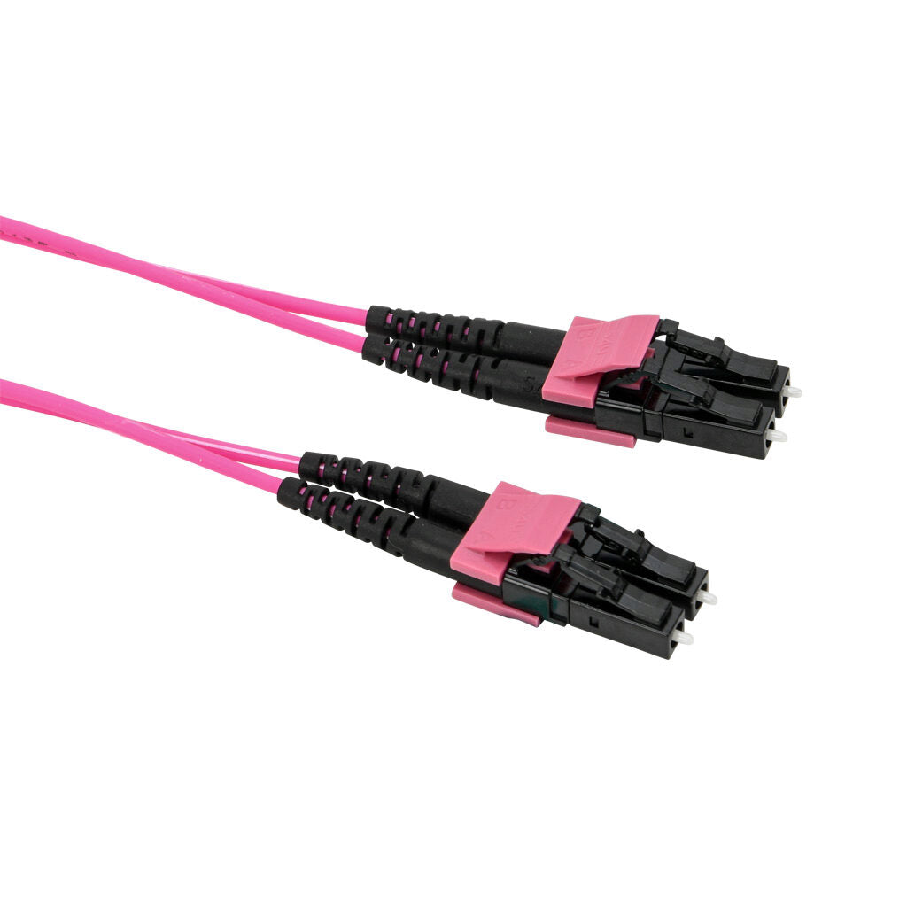 AchieVe OM4 multi-mode fiber optic Ethernet patch cable, LC duplex to LC duplex, 32.8ft/10m cable length, violet. For use with 1/10 Gbps networks.-FOM-OM4-LCLC-010