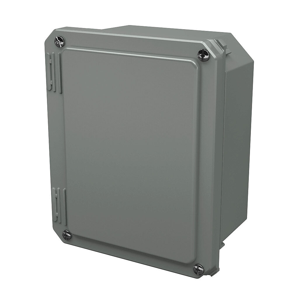 AttaBox Freedom series enclosure, NEMA 1/3/3S/4X/12/13, 8 x 6 x 4in (HxWxD), wall mount, fiberglass reinforced polyester, gray, crowned screw cover.-FR80604W