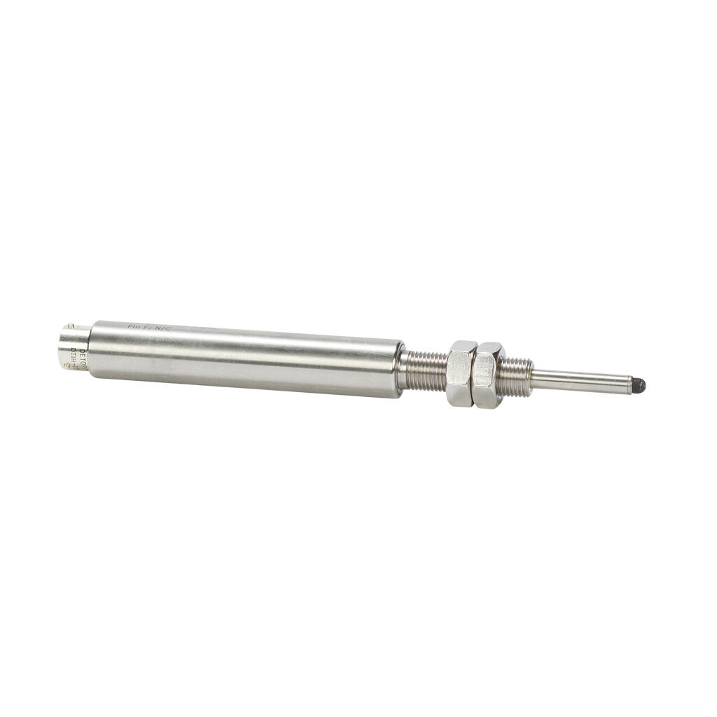 Alliance Sensors inductive linear position sensor, spring loaded slide, 25mm stroke, 4-20 mA output, 19mm diameter x 101.6mm body, 1/2-20 UNF mount, 6-pin PT0.-GHSI19-025A-02-20S