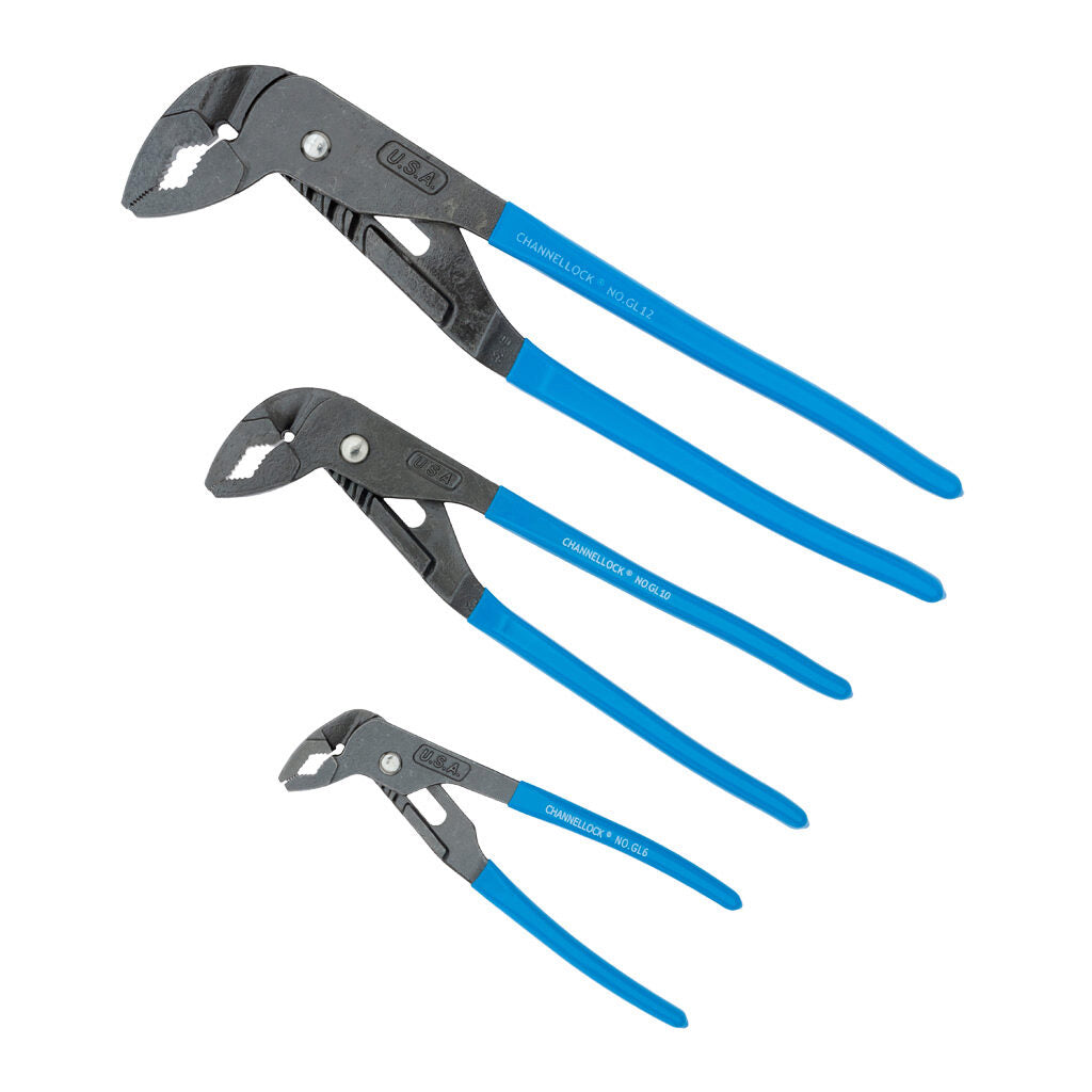 CHANNELLOCK GRIPLOCK pliers set, tongue and groove, 3 pieces.-GLS-3