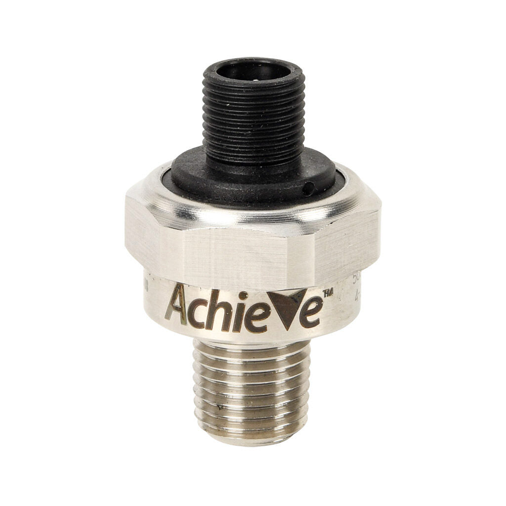 AchieVe pressure transmitter, 0 to 5000 psig range, +/- 1% accuracy, stainless steel sensing element, 4-20 mA analog output, 1/4in male NPT process connection, 9-32 VDC operating voltage, 4-pin M12 quick-disconnect.-LPPT25-20-5000H