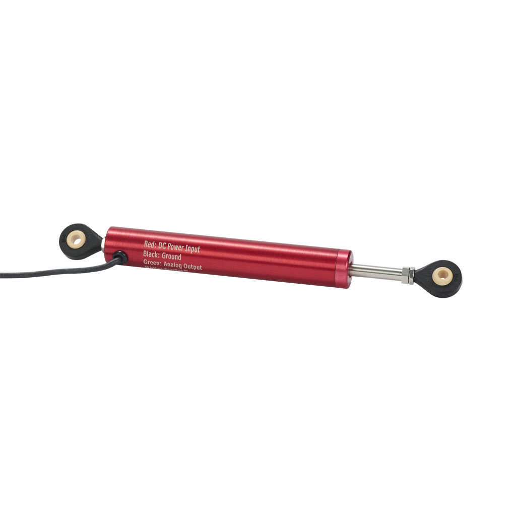 Alliance Sensors inductive linear position sensor, pivoting slide, 50mm stroke, 4-20 mA output, 19mm diameter x 120.4mm body, rod eyes mount, pigtail, 3.2ft/1m cable length.-LRI19-050R-00-20A
