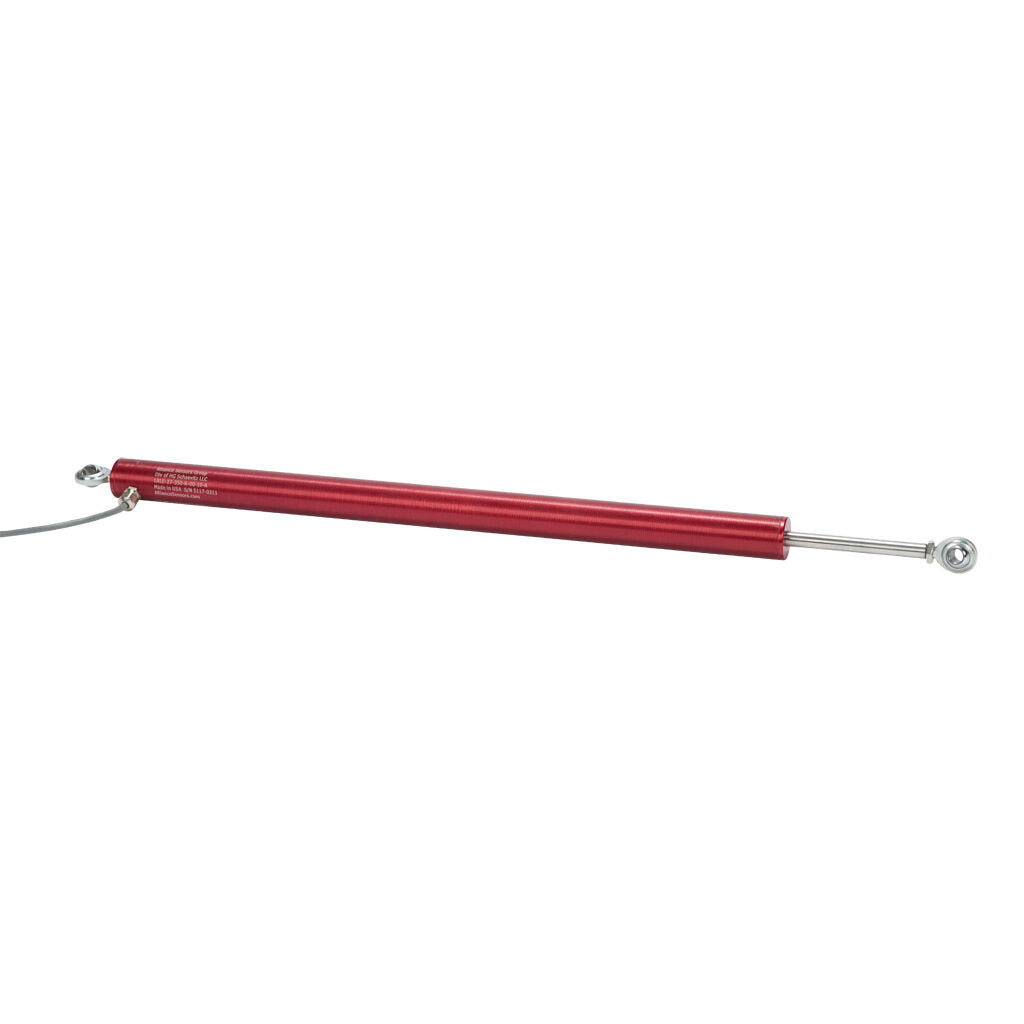 Alliance Sensors inductive linear position sensor, pivoting slide, 350mm stroke, 0-10 VDC output, 27mm diameter x 444.5mm body, rod eyes mount, pigtail, 3.2ft/1m cable length.-LRLE27-350R-00-10A