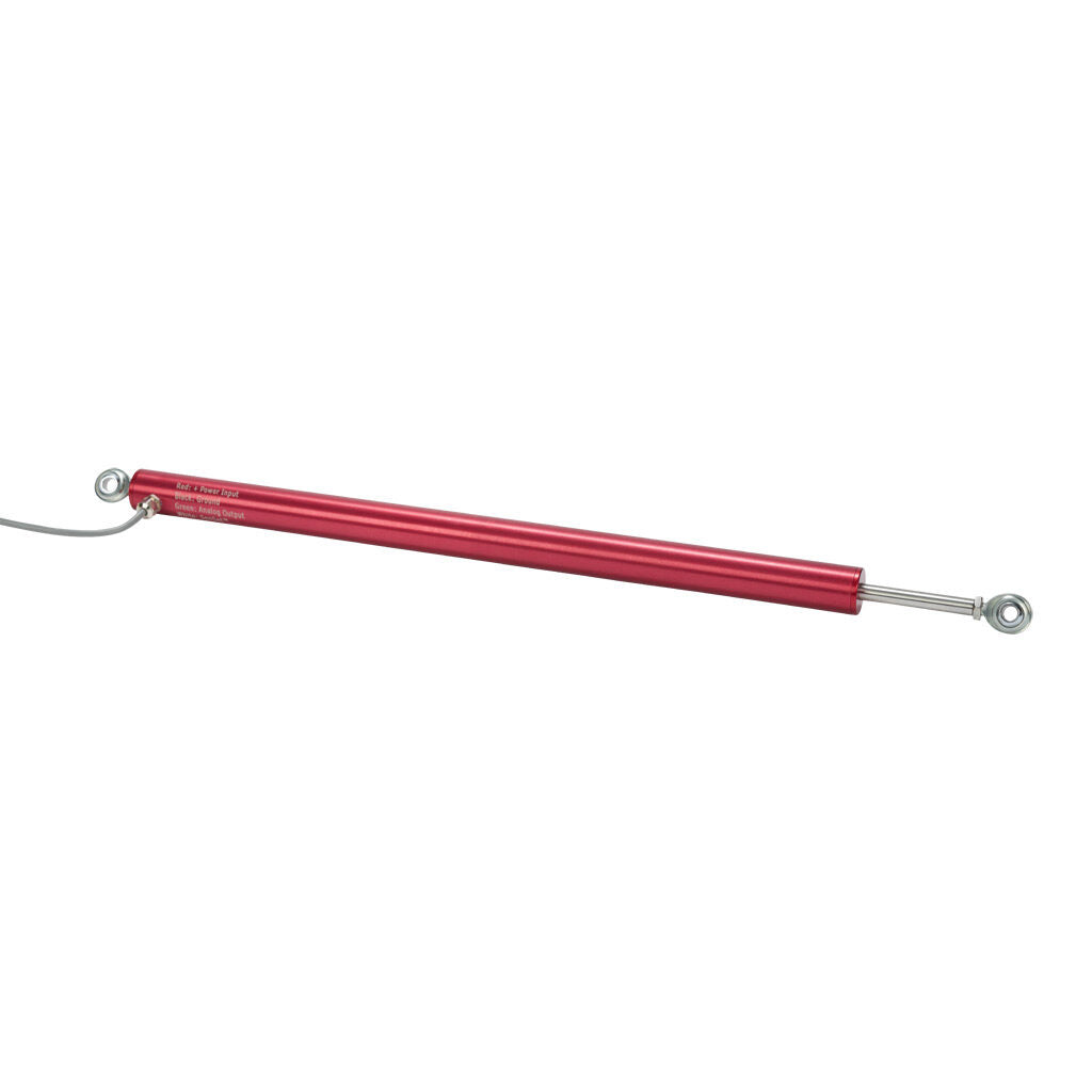 Alliance Sensors inductive linear position sensor, pivoting slide, 350mm stroke, 4-20 mA output, 27mm diameter x 444.5mm body, rod eyes mount, pigtail, 3.2ft/1m cable length.-LRLI27-350R-00-20A