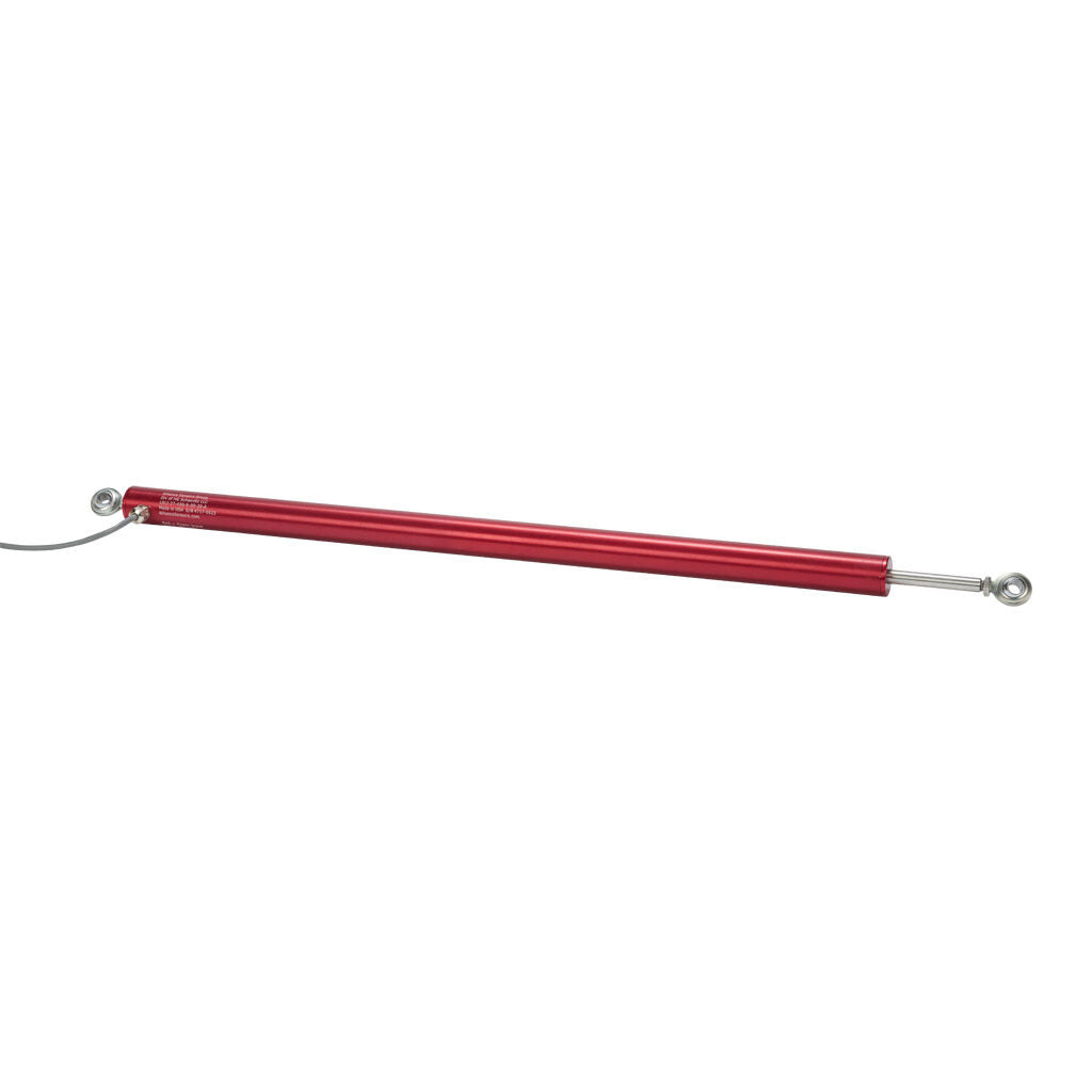 Alliance Sensors inductive linear position sensor, pivoting slide, 450mm stroke, 4-20 mA output, 27mm diameter x 546.1mm body, rod eyes mount, pigtail, 3.2ft/1m cable length.-LRLI27-450R-00-20A