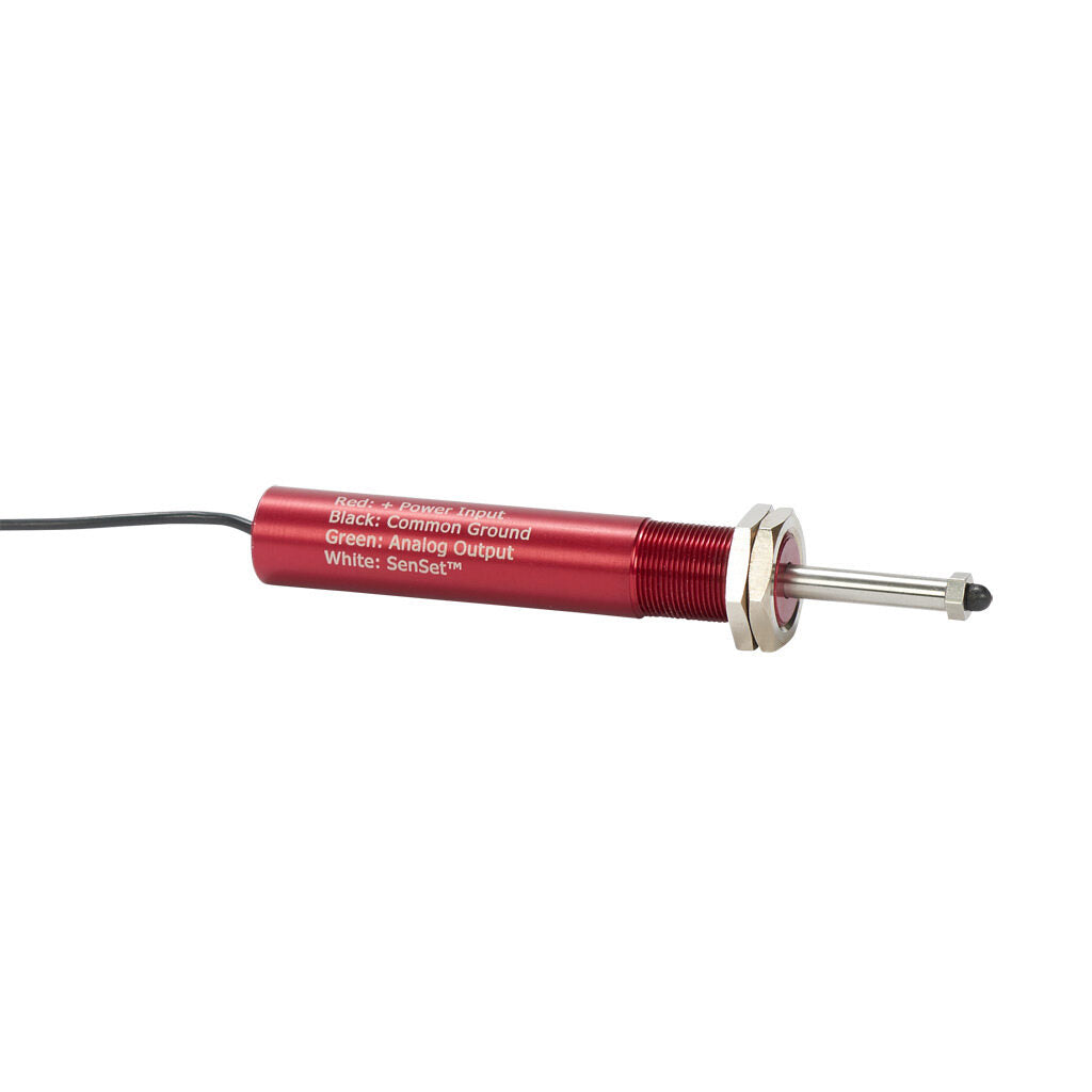 Alliance Sensors inductive linear position sensor, spring loaded slide, 25mm stroke, 0-10 VDC output, 19mm diameter x 101.6mm body, M18 x 1 mount, pigtail, 3.2ft/1m cable length.-LRSE18-025A-00-10A