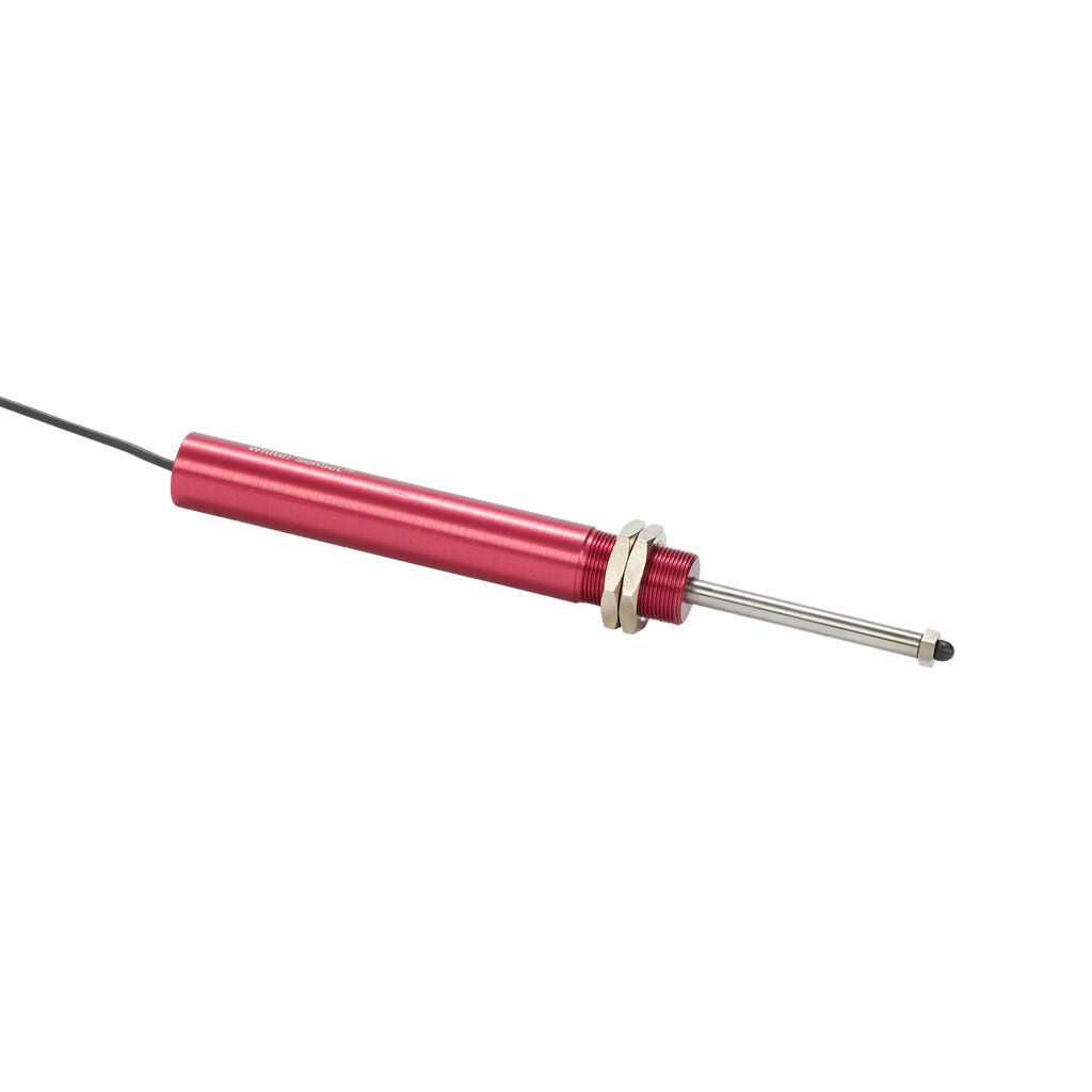 Alliance Sensors inductive linear position sensor, spring loaded slide, 50mm stroke, 0-10 VDC output, 19mm diameter x 129.0mm body, M18 x 1 mount, pigtail, 3.2ft/1m cable length.-LRSE18-050A-00-10A