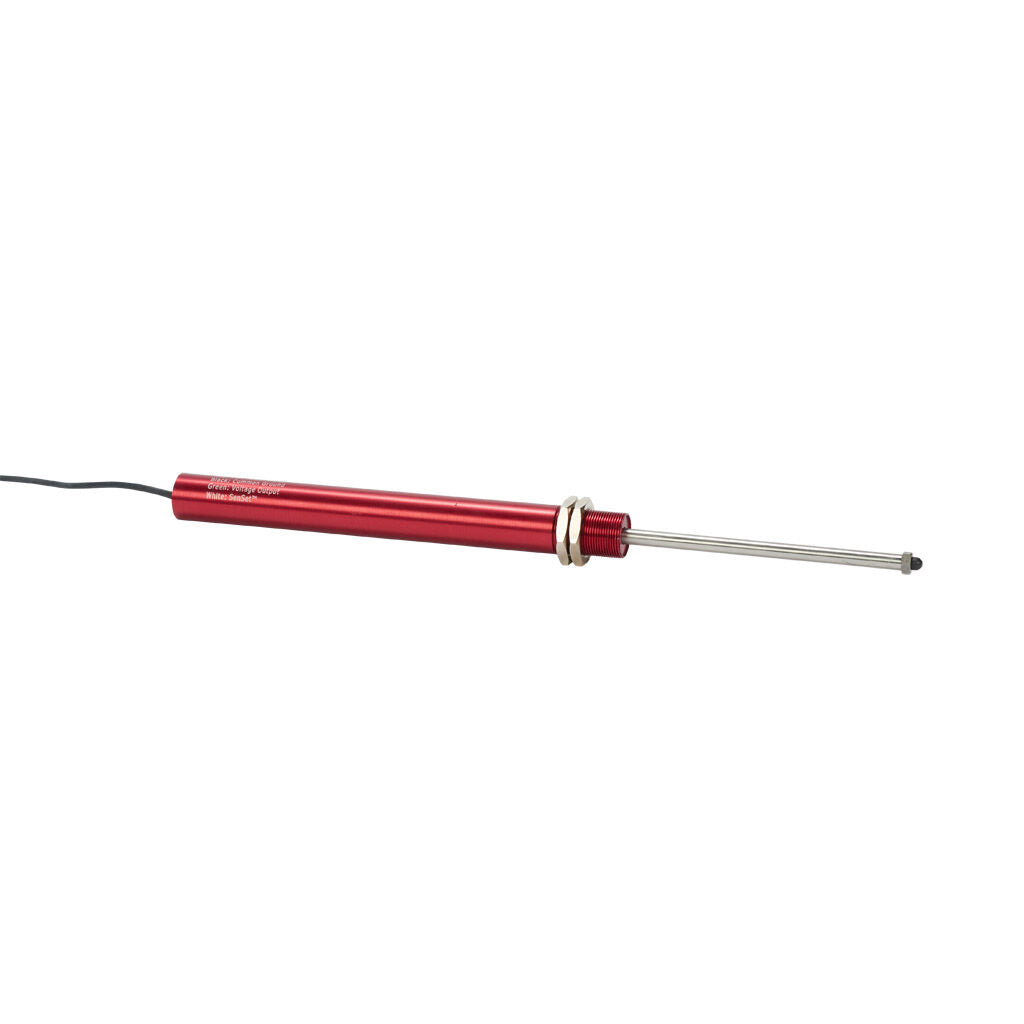 Alliance Sensors inductive linear position sensor, spring loaded slide, 100mm stroke, 0-10 VDC output, 19mm diameter x 194.1mm body, M18 x 1 mount, pigtail, 3.2ft/1m cable length.-LRSE18-100A-00-10A