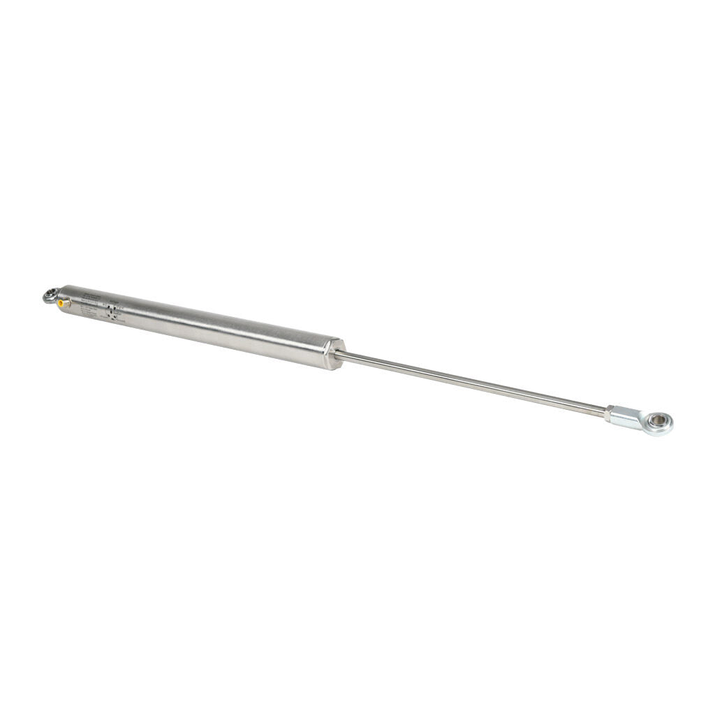 Alliance Sensors inductive linear position sensor, pivoting slide, 375mm stroke, 12.5mm shaft diameter, 0-10 VDC output, 45mm diameter x 530.4mm body, rod eyes mount, 5-pin M12 quick-disconnect.-LVE45-375R-01-10S