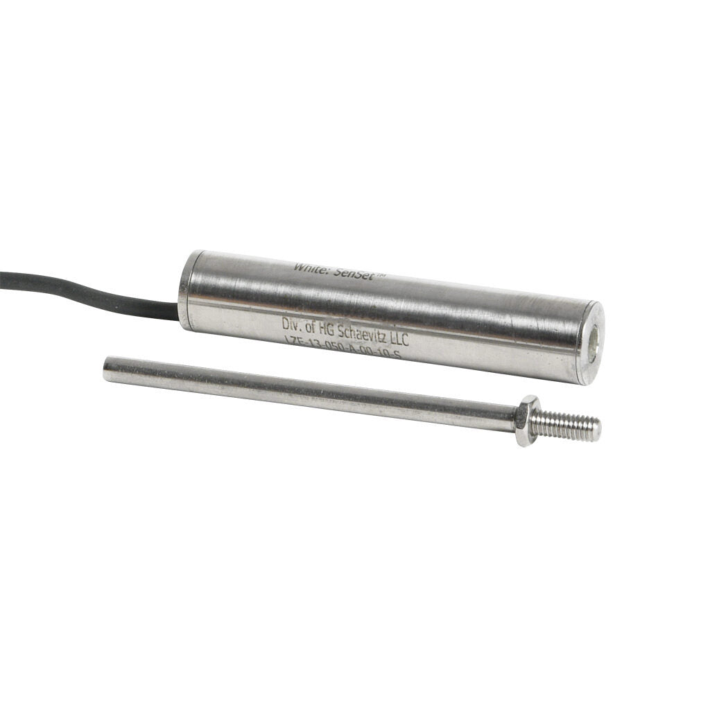 Alliance Sensors inductive linear position sensor, fixed slide, 50mm stroke, 4mm shaft diameter, 0-10 VDC output, 12.7mm diameter x 61.2mm body, M4 x 0.7 mount, pigtail, 3.2ft/1m cable length.-LZE13-050A-00-10S