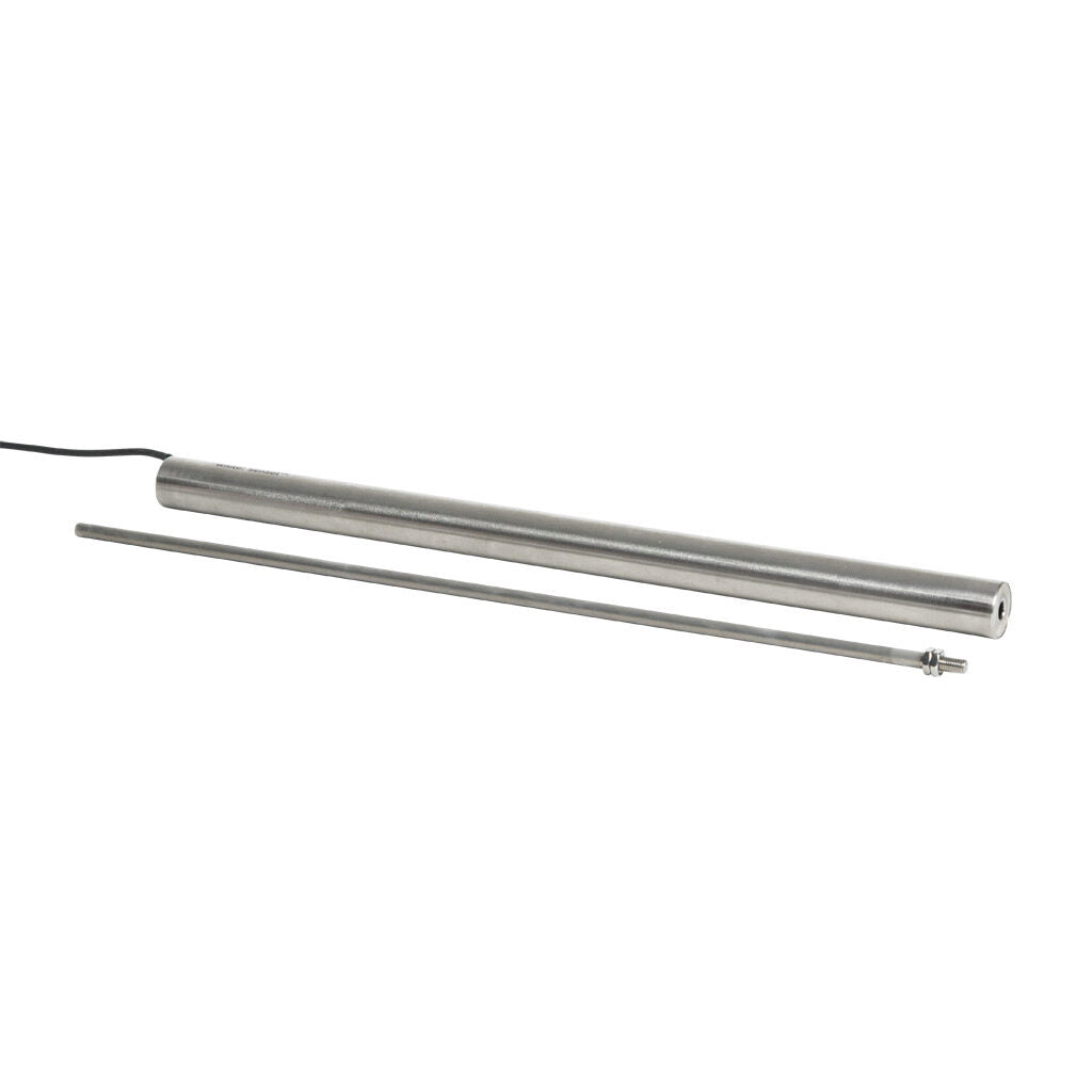 Alliance Sensors inductive linear position sensor, fixed slide, 300mm stroke, 5.2mm shaft diameter, 0-10 VDC output, 19mm diameter x 317.5mm body, M5 x 0.8 mount, pigtail, 3.2ft/1m cable length.-LZE19-300A-00-10S