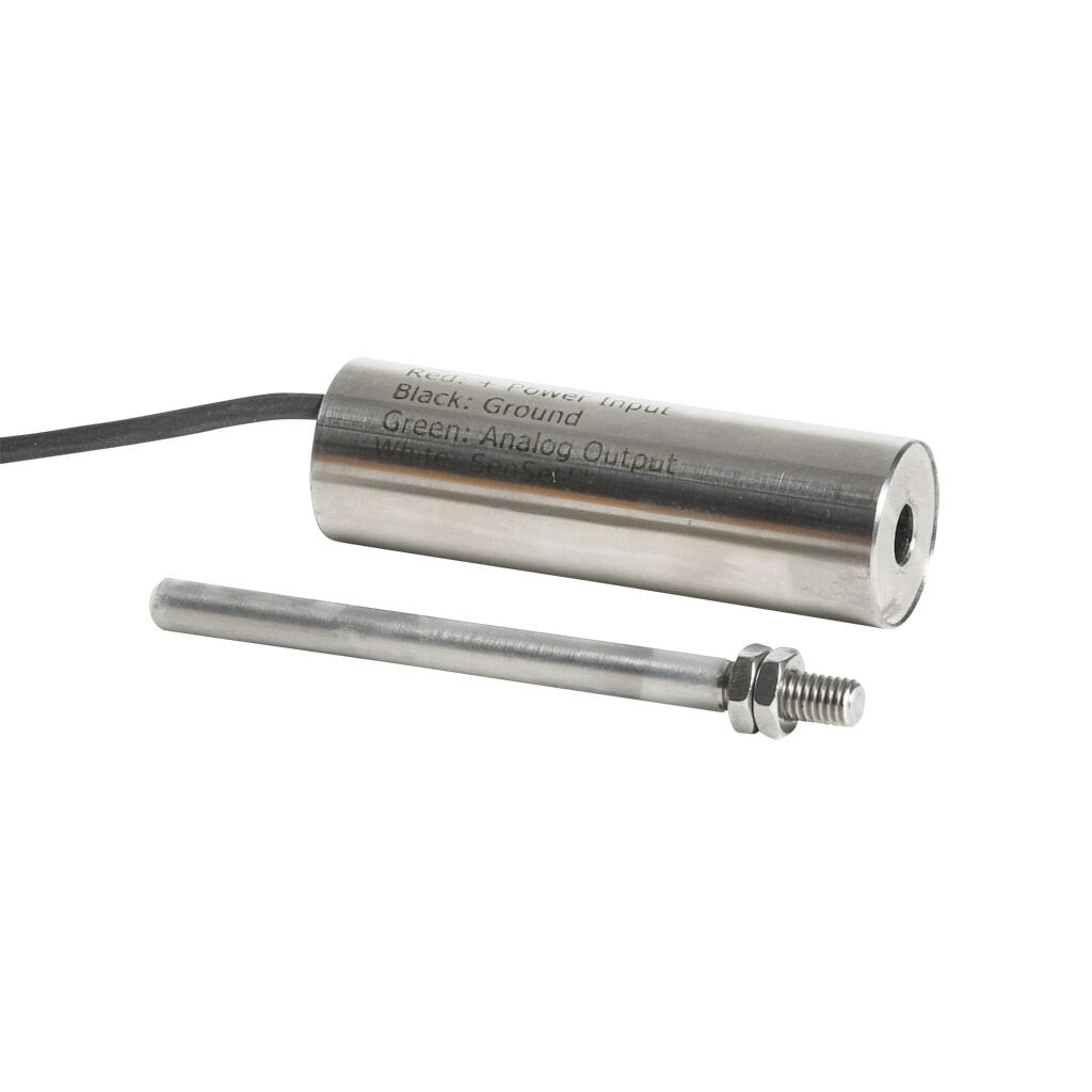 Alliance Sensors inductive linear position sensor, fixed slide, 50mm stroke, 5.2mm shaft diameter, 4-20 mA output, 19mm diameter x 60.5mm body, M5 x 0.8 mount, pigtail, 3.2ft/1m cable length.-LZI19-050A-00-20S