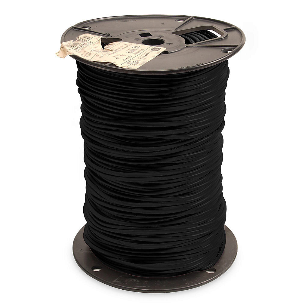 Atlas Wire MTW hook-up wire, single conductor, 12 AWG, 65-stranded, bare copper, PVC conductor insulation material, black, 600V, 500ft spool.-MTW12BK