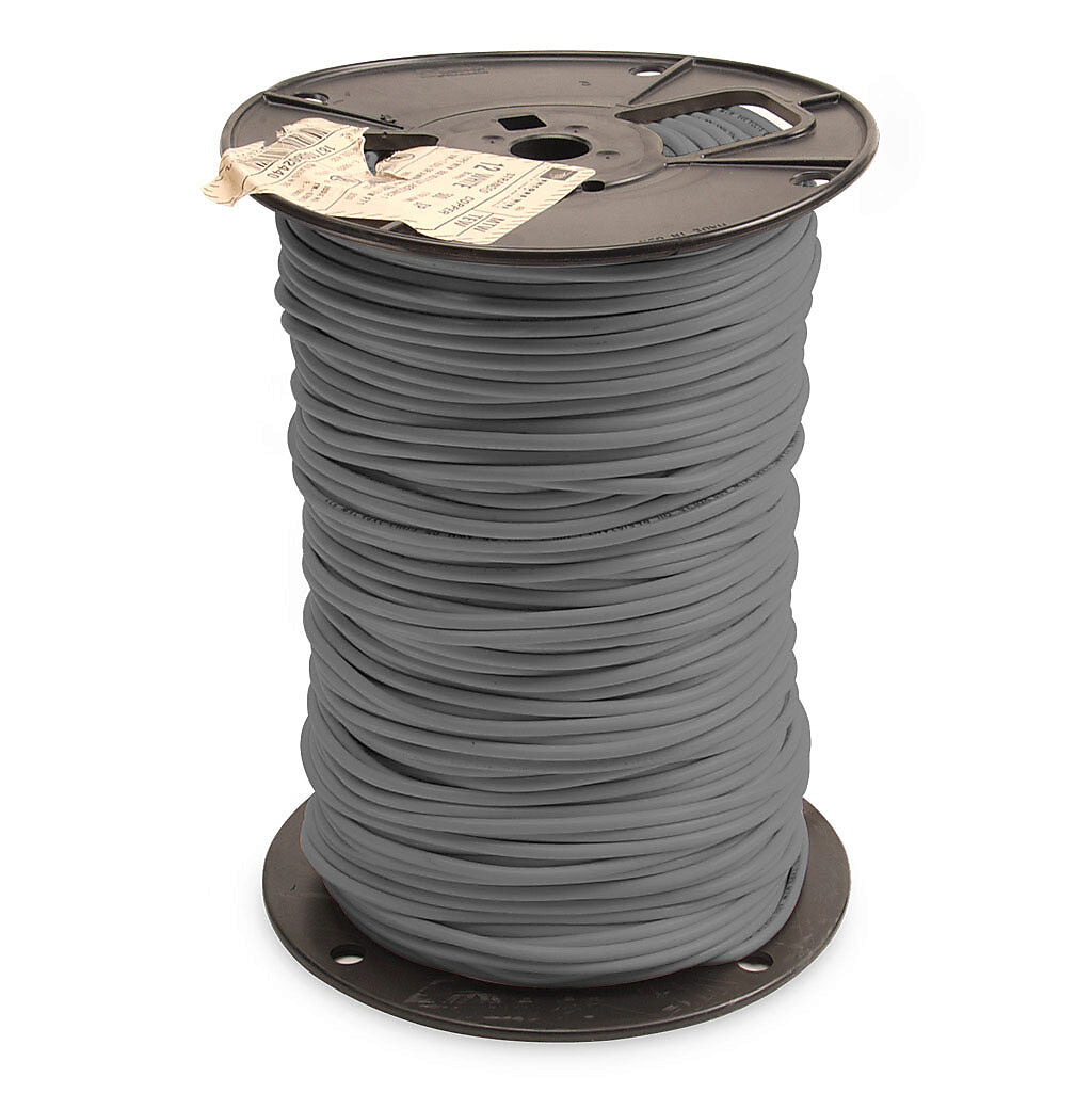 Atlas Wire MTW hook-up wire, single conductor, 12 AWG, 65-stranded, bare copper, PVC conductor insulation material, gray, 600V, 500ft spool.-MTW12GY