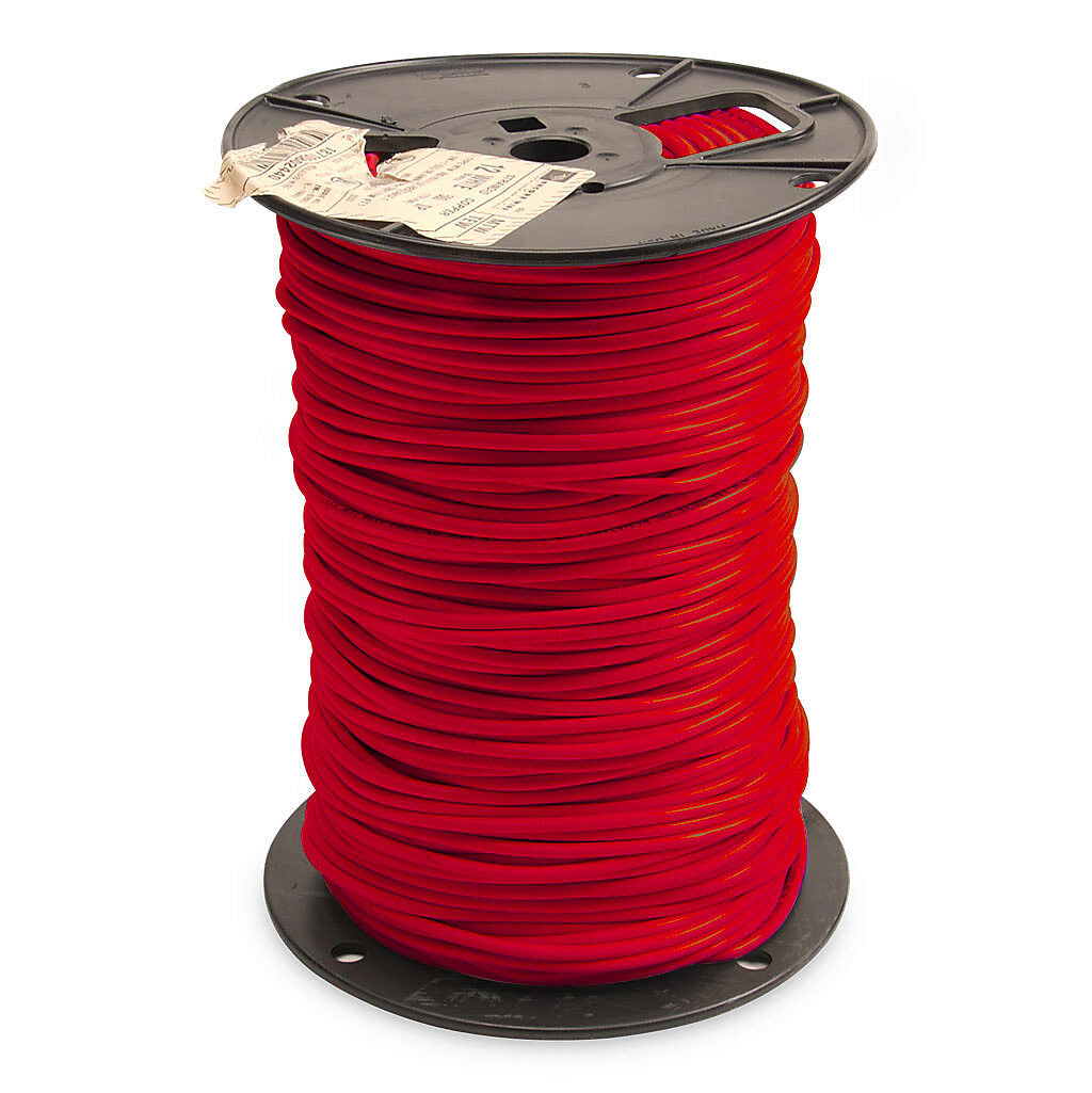 Atlas Wire MTW hook-up wire, single conductor, 12 AWG, 65-stranded, bare copper, PVC conductor insulation material, red, 600V, 500ft spool.-MTW12RD