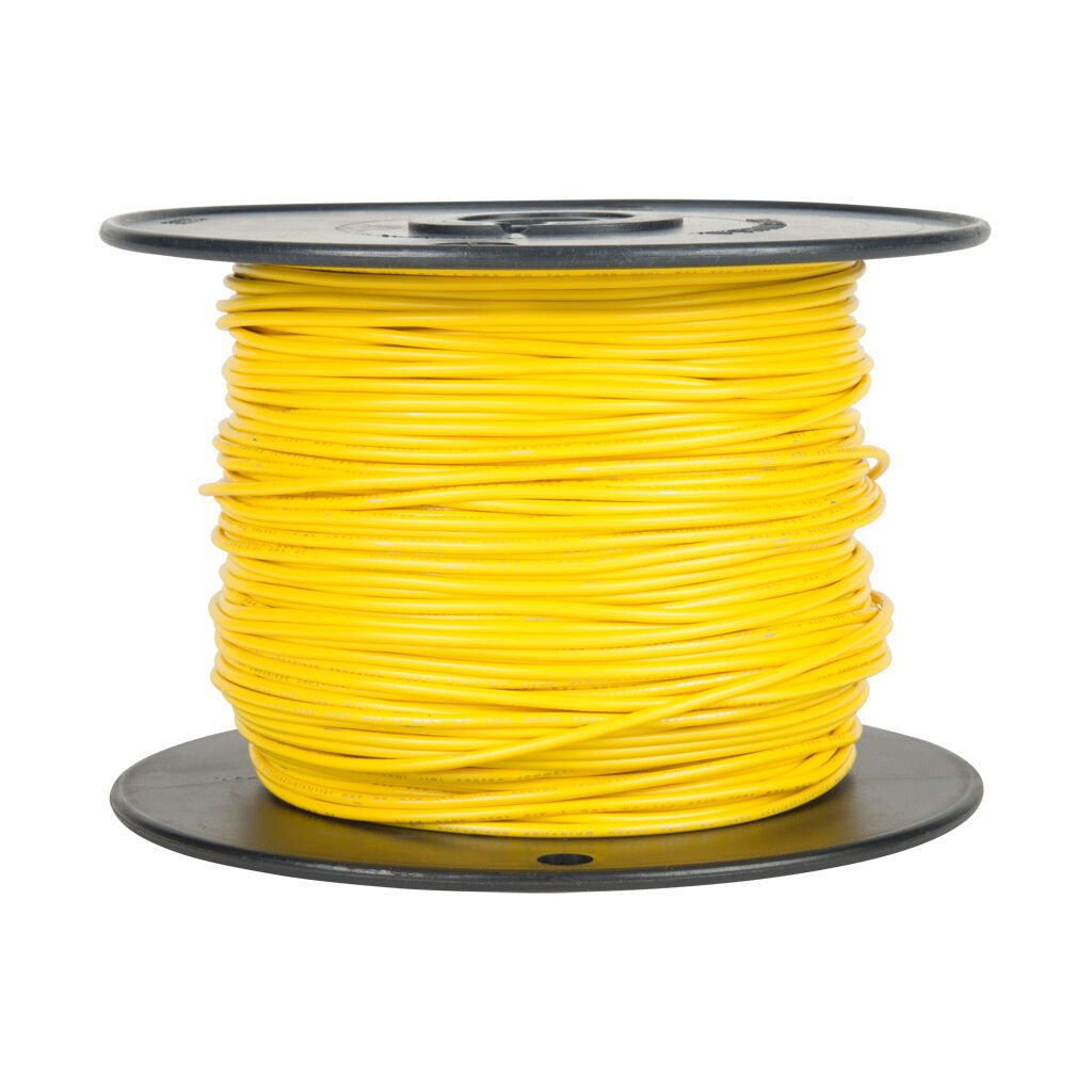 Atlas Wire MTW hook-up wire, single conductor, 20 AWG, 10-stranded, bare copper, PVC conductor insulation material, yellow, 600V, 500ft spool.-MTW20YL