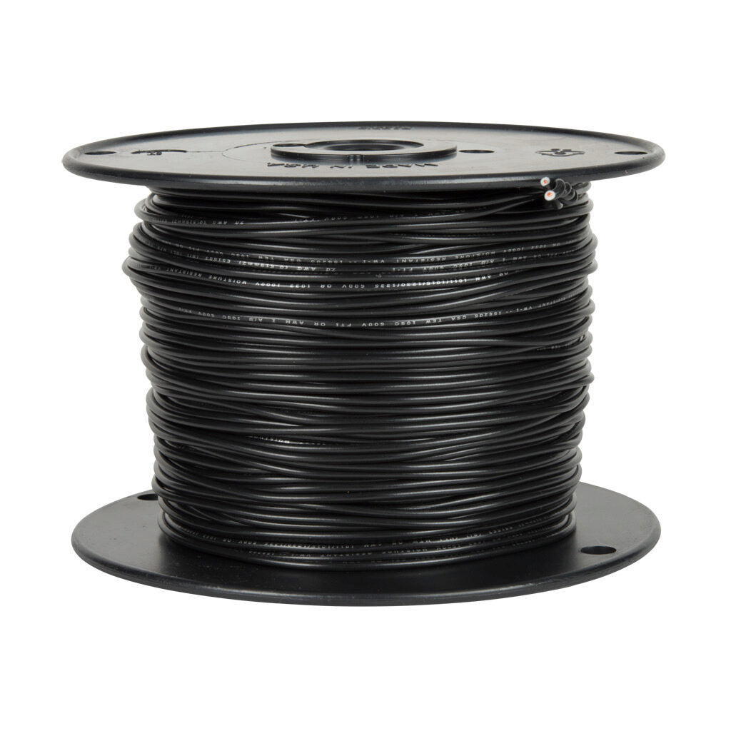Atlas Wire MTW hook-up wire, single conductor, 22 AWG, 7-stranded, bare copper, PVC conductor insulation material, black, 600V, 1000ft spool.-MTW22BK10