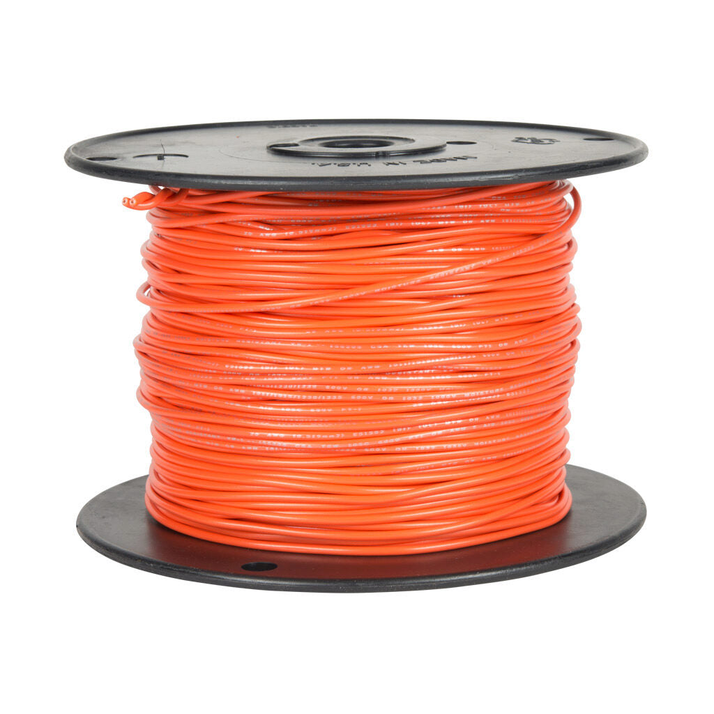 Atlas Wire MTW hook-up wire, single conductor, 22 AWG, 7-stranded, bare copper, PVC conductor insulation material, orange, 600V, 500ft spool.-MTW22OR