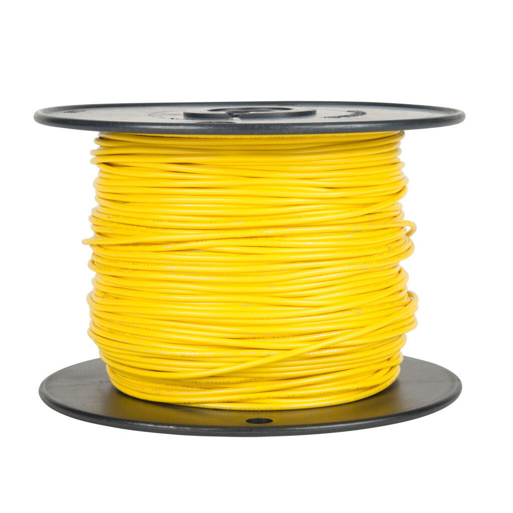 Atlas Wire MTW hook-up wire, single conductor, 22 AWG, 7-stranded, bare copper, PVC conductor insulation material, yellow, 600V, 500ft spool.-MTW22YL