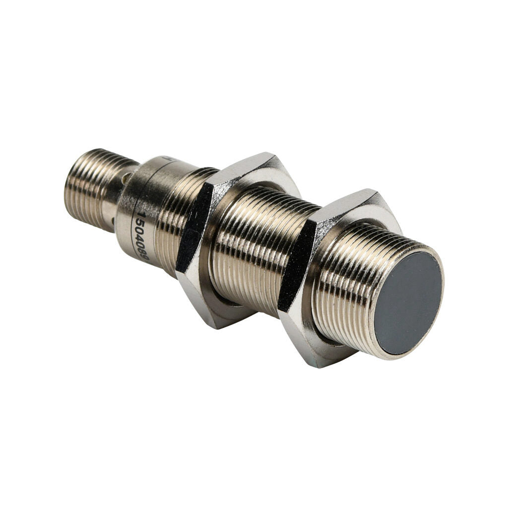AchieVe inductive proximity sensor, tubular, 18mm diameter x 63.5mm body, nickel-plated brass housing, PNP, N.O. output, 5mm sensing distance, flush, 2 kHz switching frequency, IP67, 4-pin M12 quick-disconnect.-PAK-AP-1H