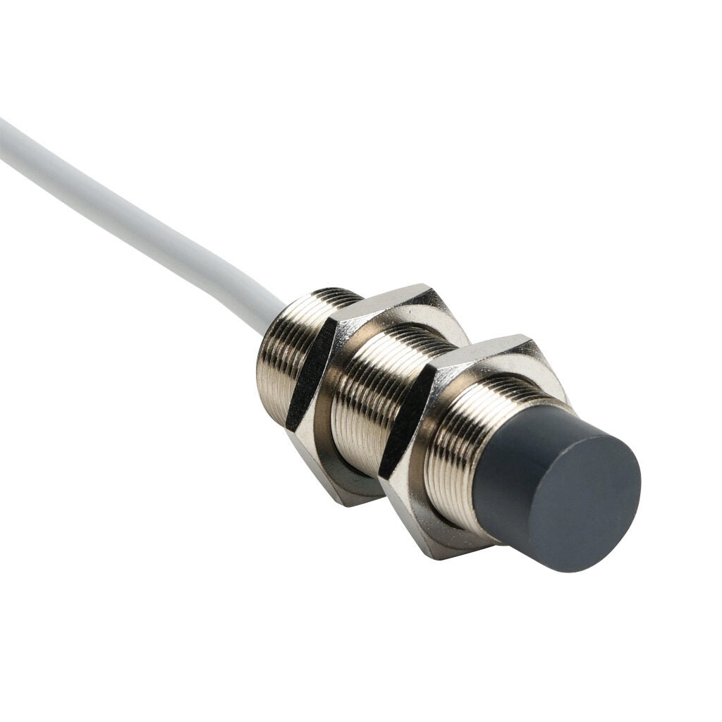 AchieVe inductive proximity sensor, tubular, 18mm diameter x 50mm body, nickel-plated brass housing, PNP, N.O. output, 8mm sensing distance, non-flush, 2 kHz switching frequency, IP67, pigtail.-PAK-AP-2A