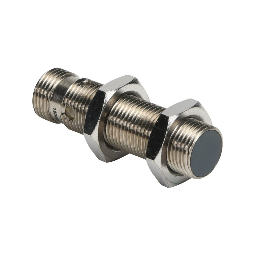 AchieVe inductive proximity sensor, tubular, 12mm diameter x 45mm body, nickel-plated brass housing, NPN, N.O. output, 2mm sensing distance, flush, 3 kHz switching frequency, IP67, 4-pin M12 quick-disconnect.-PAM-AN-1H