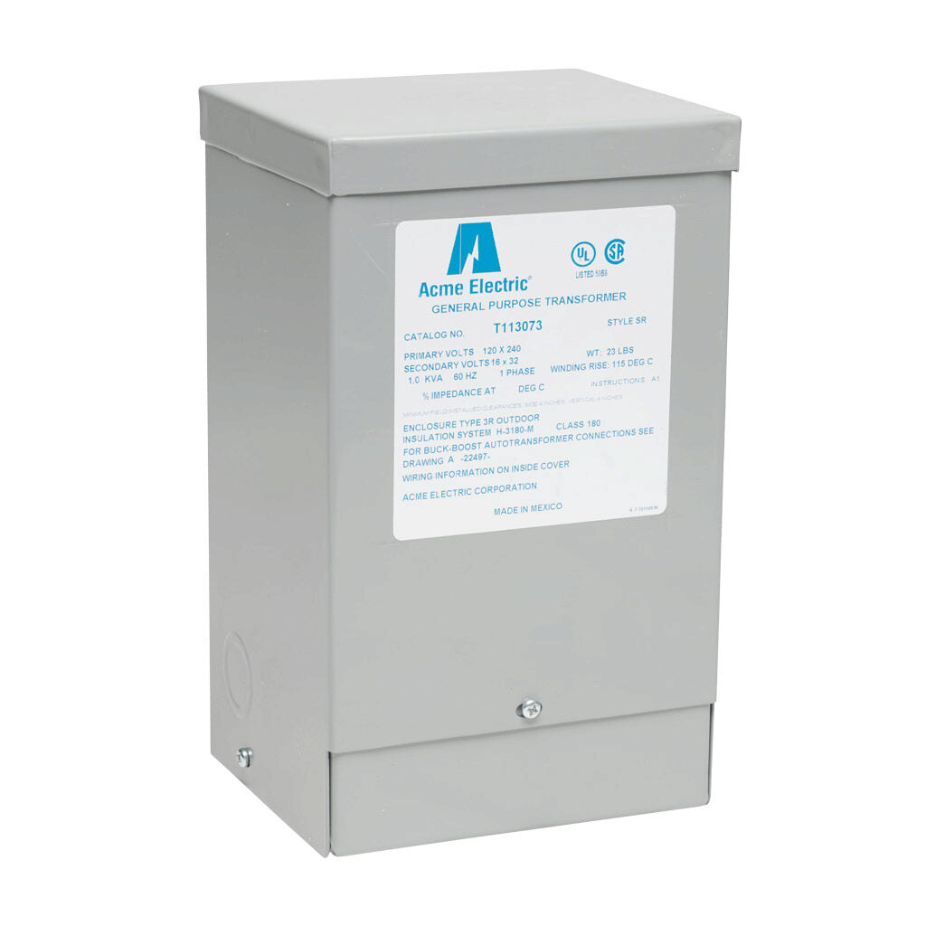 ACME buck-boost transformer, encapsulated core, 1 kVA, 1-phase, 120/240 VAC, 16/32 VAC secondary, 60 Hz, NEMA 3R, wall mount.-T113073