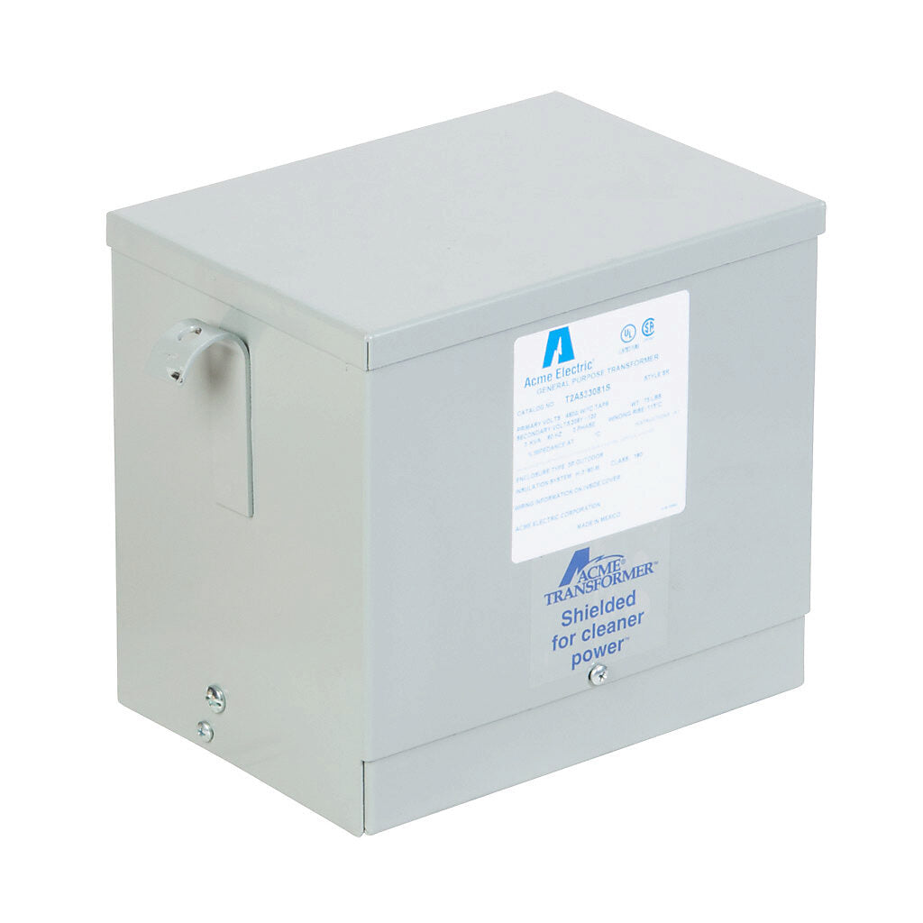 ACME general purpose transformer, encapsulated core, 3 kVA, 3-phase, 480 VAC Delta, 208Y/120 VAC secondary, 60 Hz, electrostatic shield, NEMA 3R, wall mount.-T2A533081S