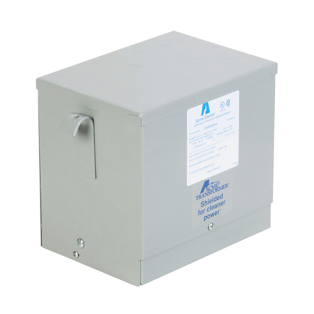 ACME general purpose transformer, encapsulated core, 3 kVA, 3-phase, 480 VAC Delta, 240/120 VAC Delta (center tap) secondary, 60 Hz, electrostatic shield, NEMA 3R, wall mount.-T2A533281S
