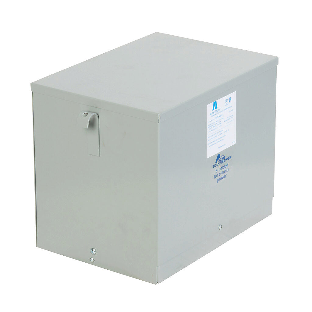 ACME general purpose transformer, encapsulated core, 9 kVA, 3-phase, 480 VAC Delta, 240/120 VAC Delta (center tap) secondary, 60 Hz, electrostatic shield, NEMA 3R, wall mount.-T2A533401S