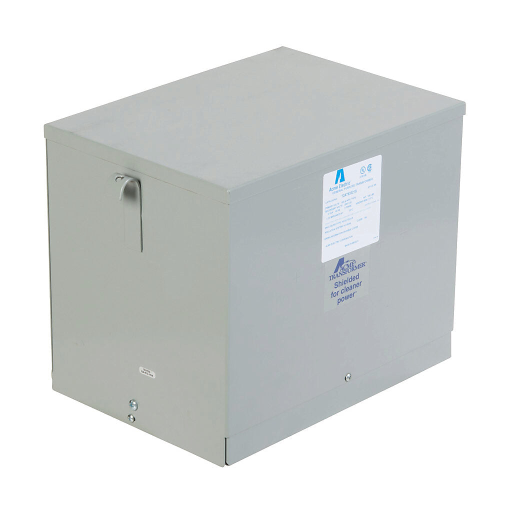 ACME general purpose transformer, encapsulated core, 9 kVA, 3-phase, 600 VAC Delta, 208Y/120 VAC secondary, 60 Hz, electrostatic shield, NEMA 3R, wall mount.-T2A793321S