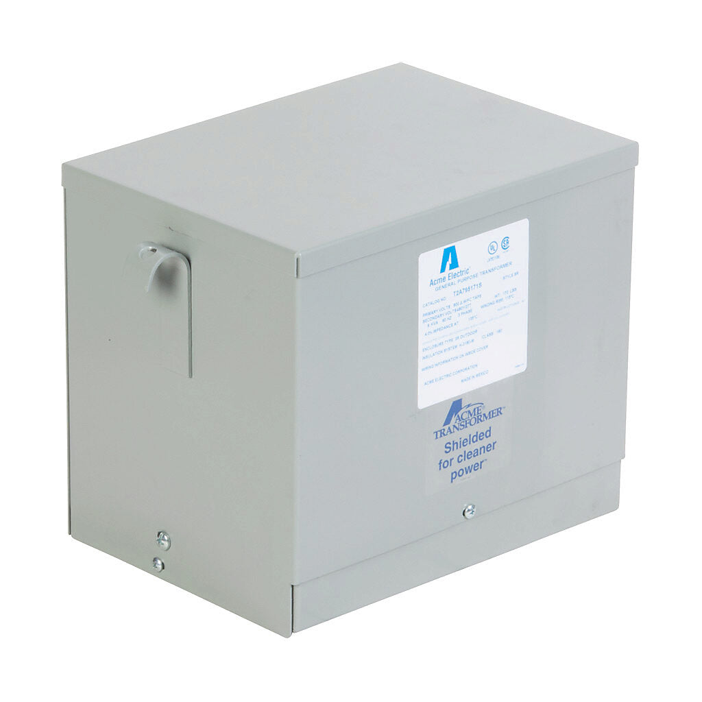 ACME general purpose transformer, encapsulated core, 6 kVA, 3-phase, 600 VAC Delta, 480Y/277 VAC secondary, 60 Hz, electrostatic shield, NEMA 3R, wall mount.-T2A795171S