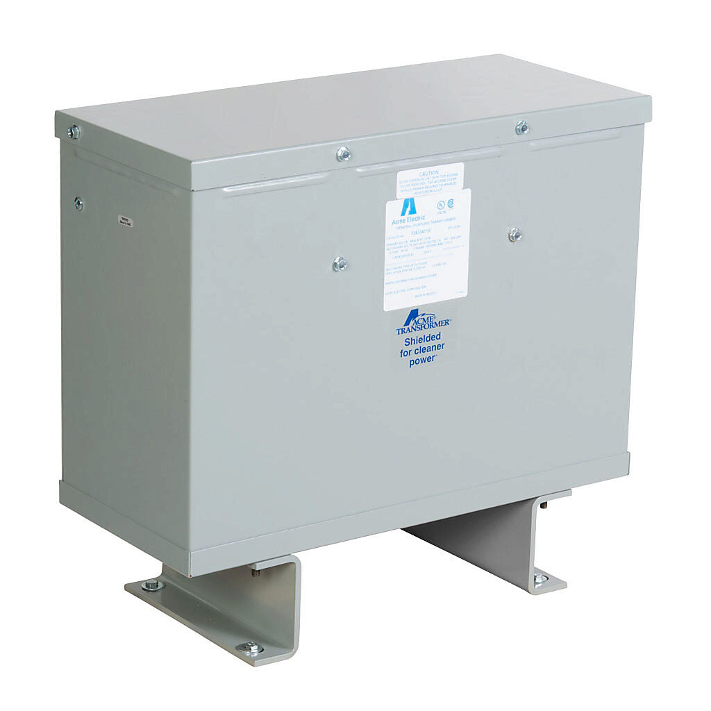 ACME general purpose transformer, encapsulated core, 15 kVA, 3-phase, 480 VAC Delta, 240/120 VAC Delta (center tap) secondary, 60 Hz, electrostatic shield, NEMA 3R, floor mount.-T3533411S