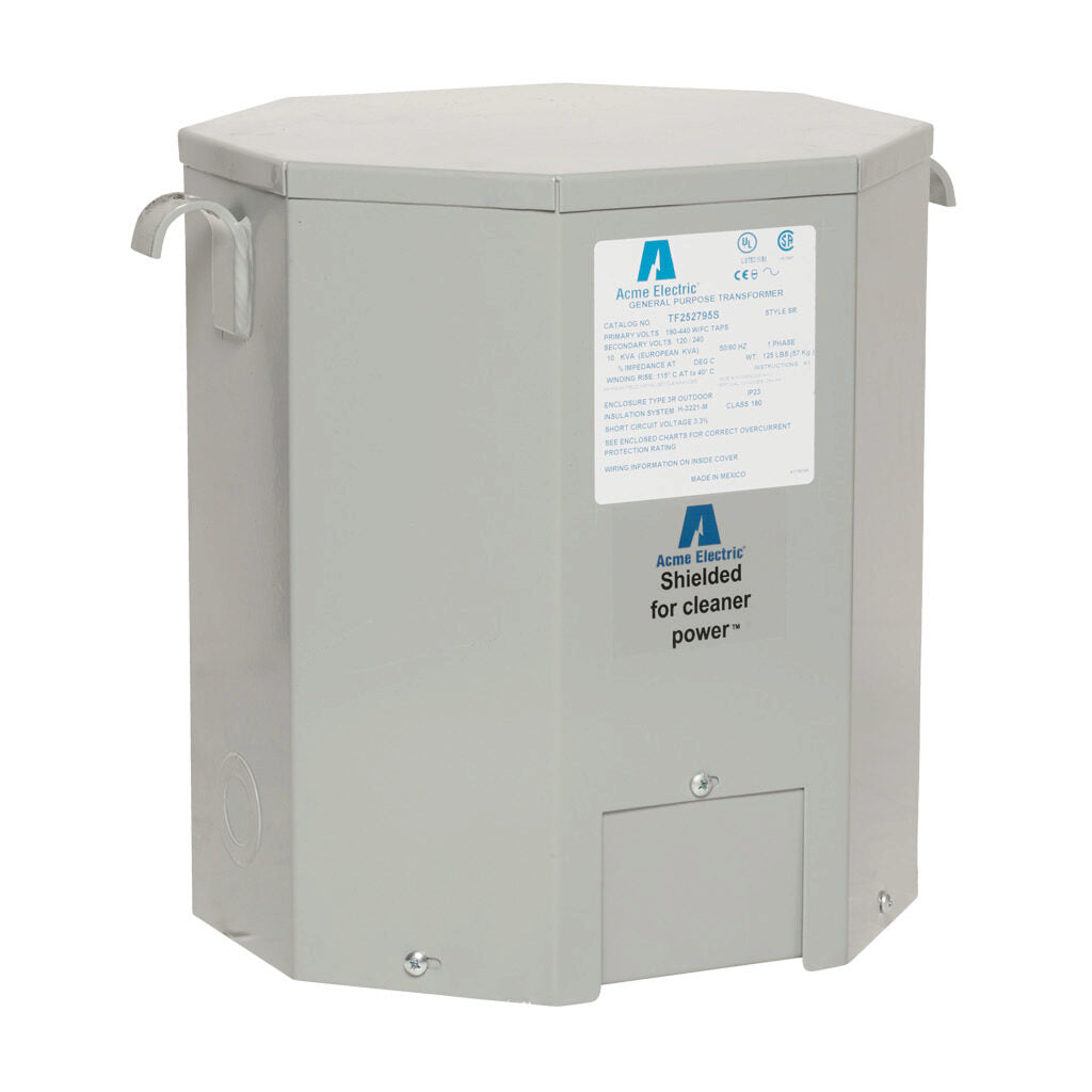 ACME general purpose transformer, encapsulated core, 10 kVA, 1-phase, 190-440 VAC selectable, 120/240 VAC secondary, 50/60 Hz, electrostatic shield, NEMA 3R, wall mount.-TF252795S