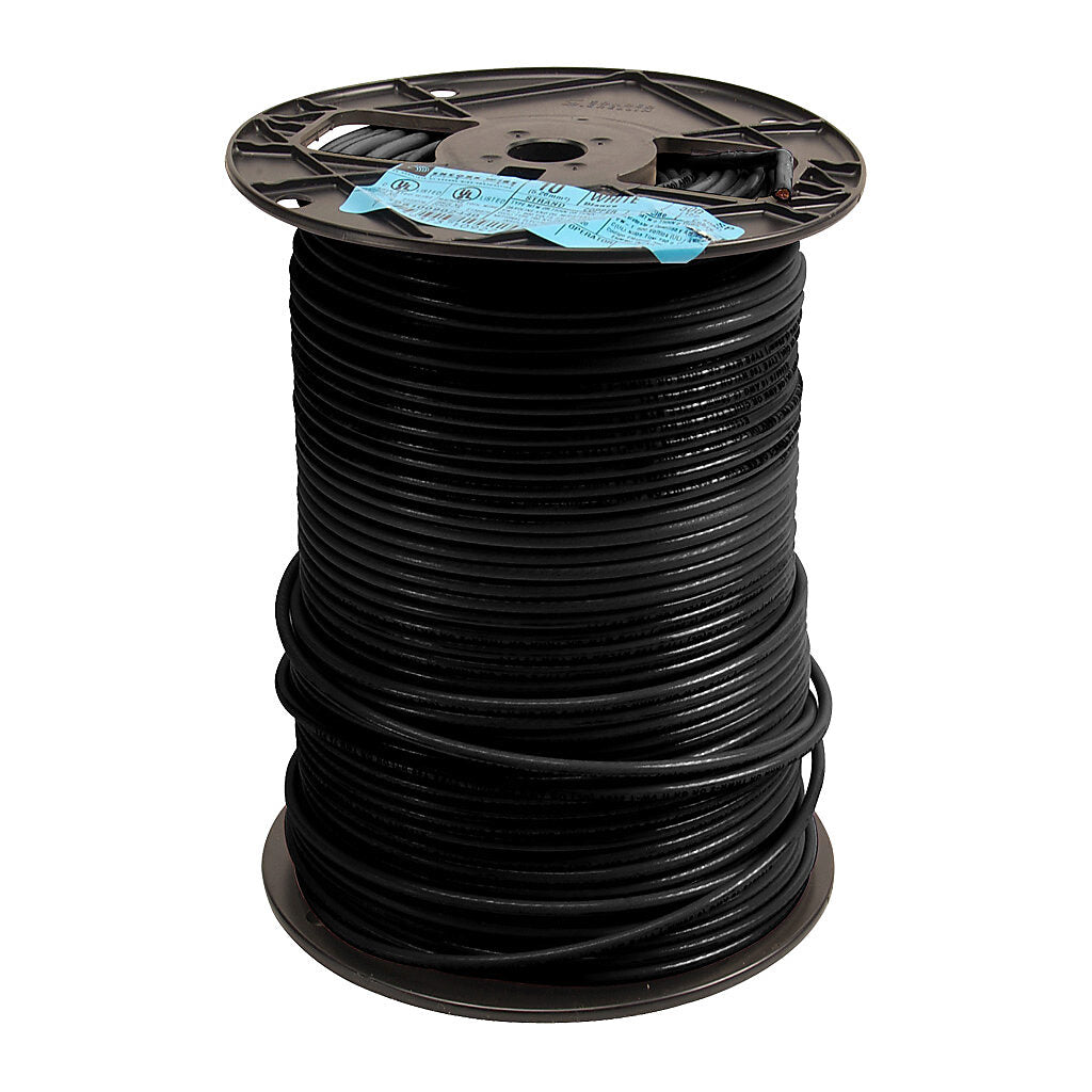 Atlas Wire THHN building wire, single conductor, 10 AWG, 19-stranded, bare copper, PVC conductor insulation material, black, nylon jacket, clear, 600V, 500ft spool.-THHN10BK