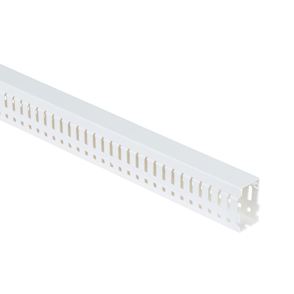 AchieVe WDN series open slot narrow finger wire duct, 1in width, 1.5in height, 6.5ft/2m length, white. Cover included.-WDN-1015W-1