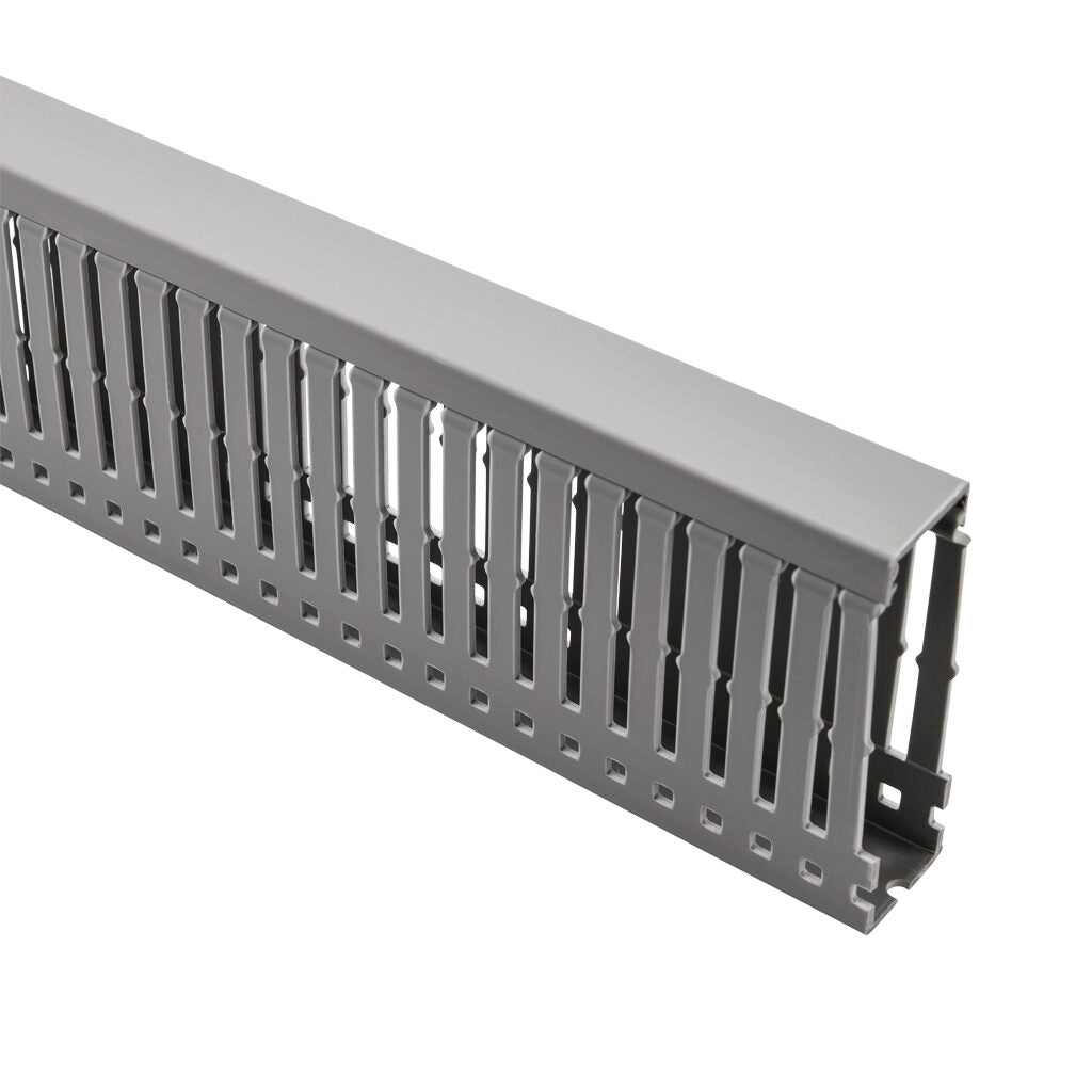 AchieVe WDN series open slot narrow finger wire duct, 1in width, 3in height, 6.5ft/2m length, gray. Cover included.-WDN-1030G-1