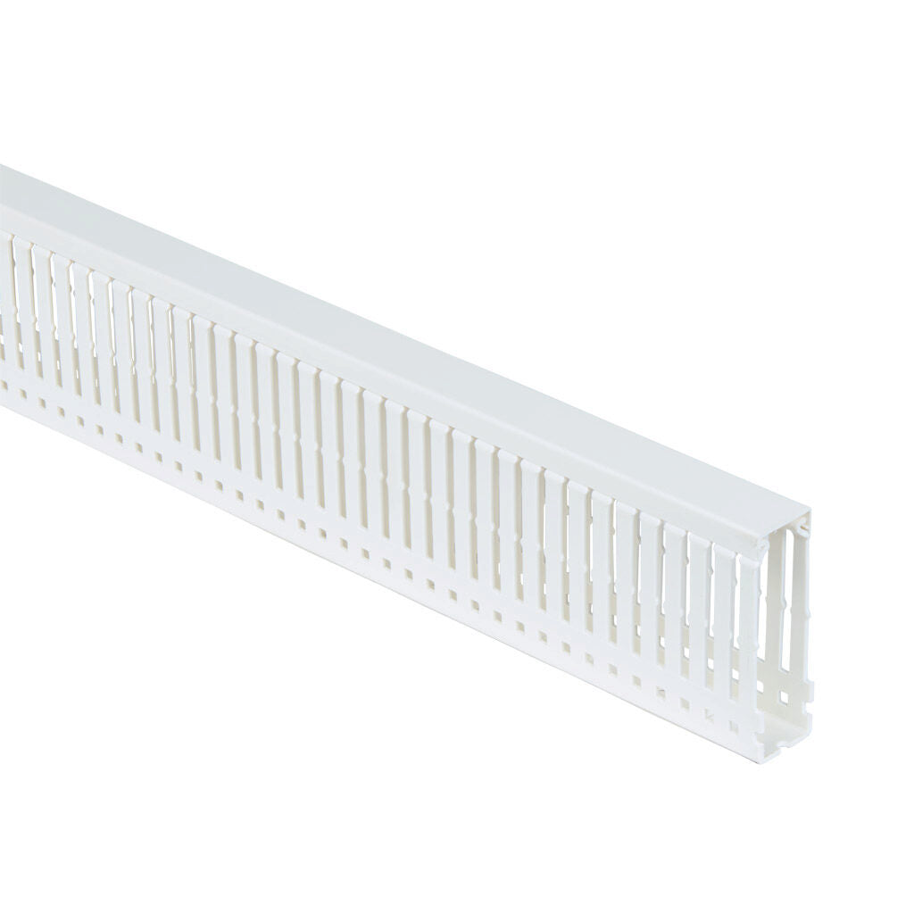AchieVe WDN series open slot narrow finger wire duct, 1in width, 3in height, 6.5ft/2m length, white. Cover included.-WDN-1030W-1