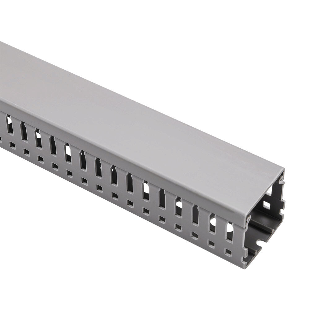 AchieVe WDN series open slot narrow finger wire duct, 1.5in width, 1.5in height, 6.5ft/2m length, gray. Cover included.-WDN-1515G-1