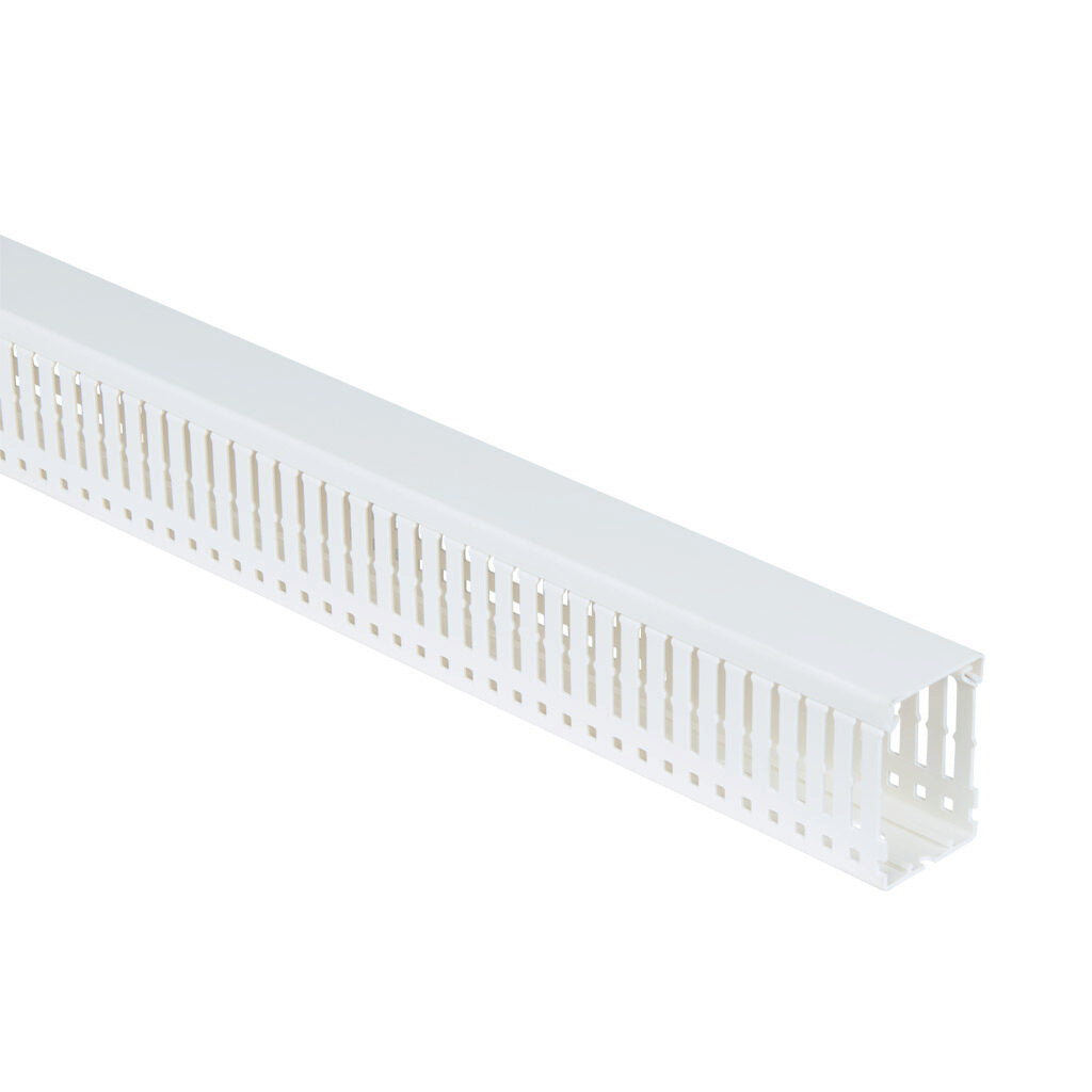 AchieVe WDN series open slot narrow finger wire duct, 1.5in width, 2.25in height, 6.5ft/2m length, white. Cover included.-WDN-1522W-1
